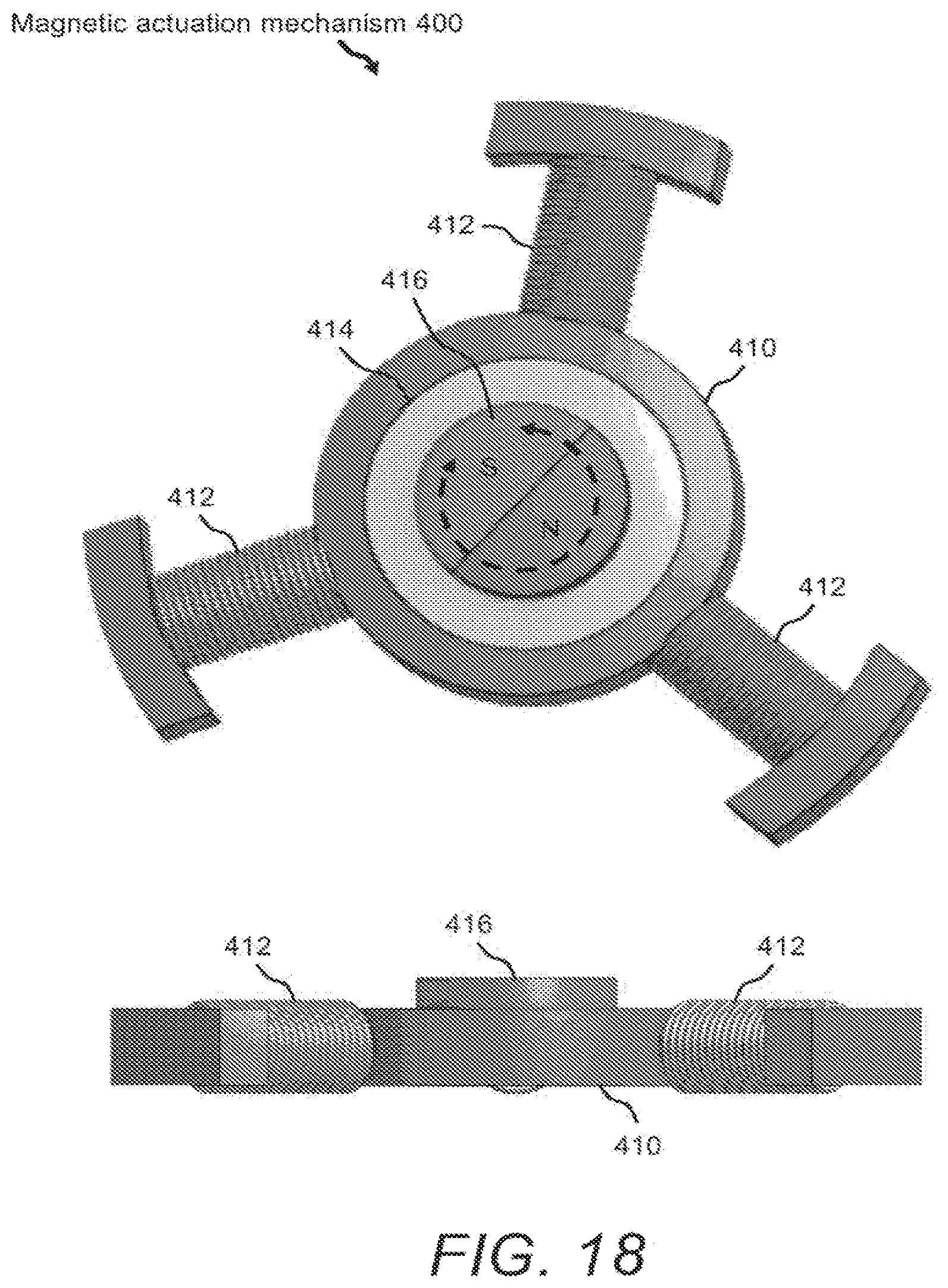 Patent US12551883 Figure 18 – Magnetic-based actuation mechanisms for and methods of actuating magnetically responsive microposts in a reaction chamber