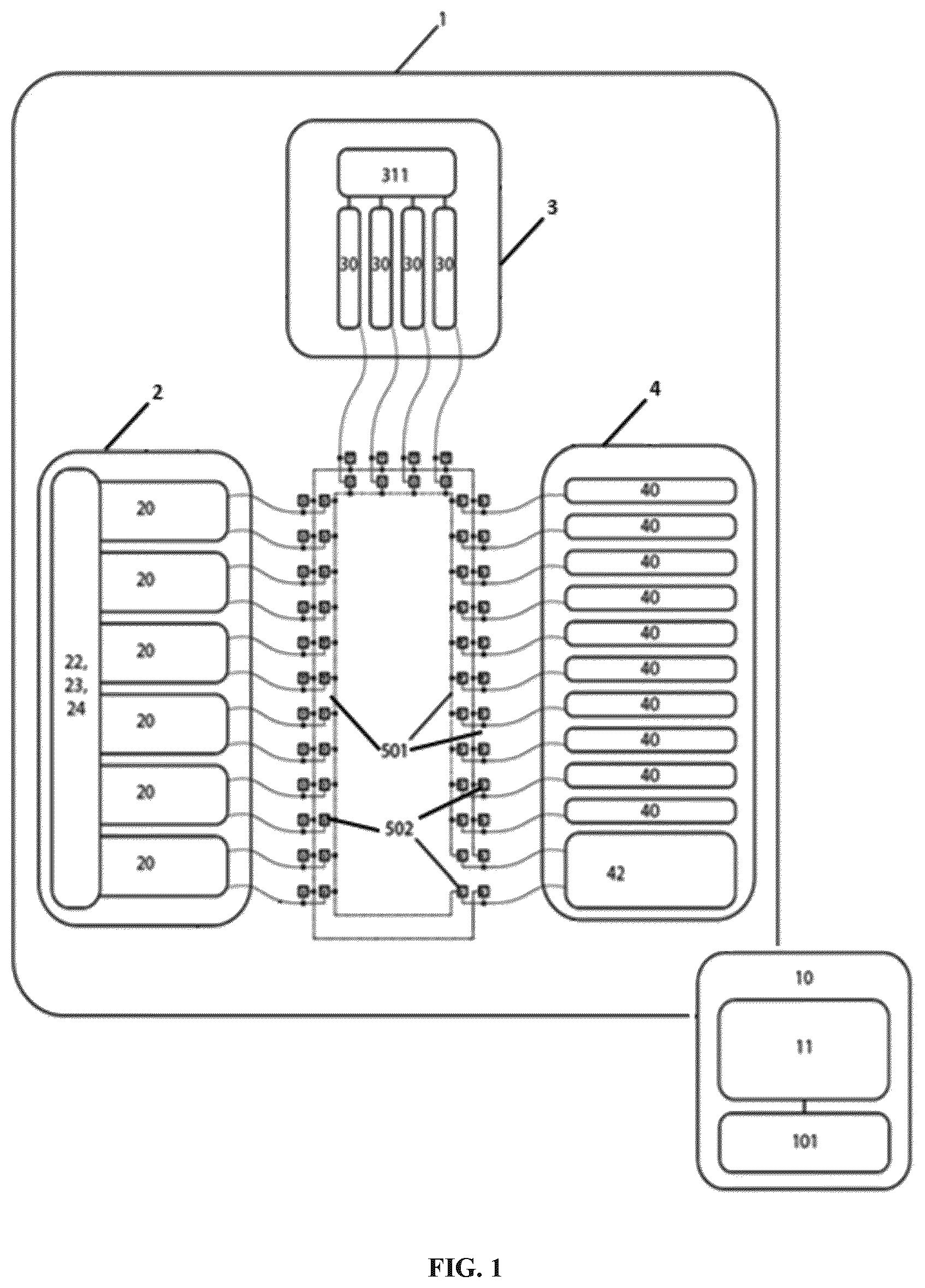 Patent US12551892 Figure 1 – Bioprocessing device