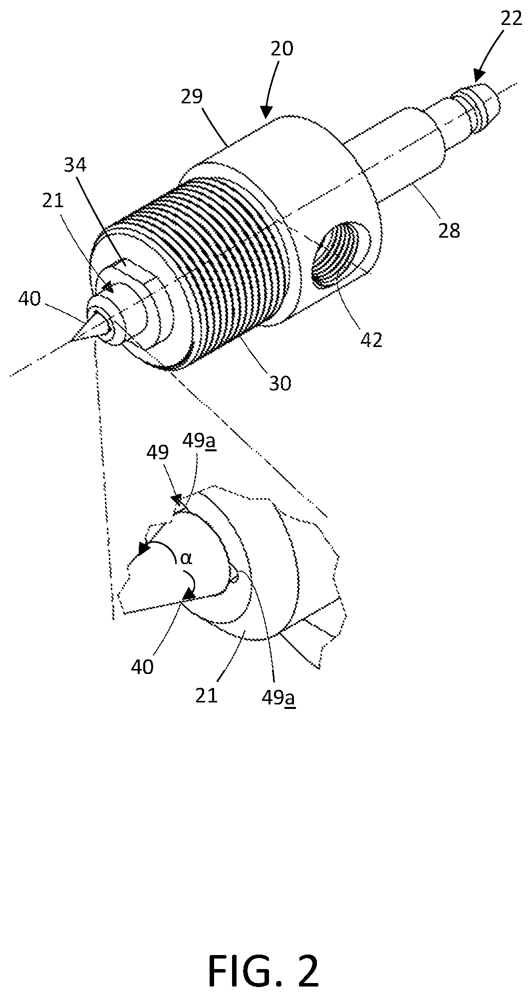 Patent US12551909 Figure 2 – Narrow point electrostatic spray nozzle assembly and lubricant dispensing system