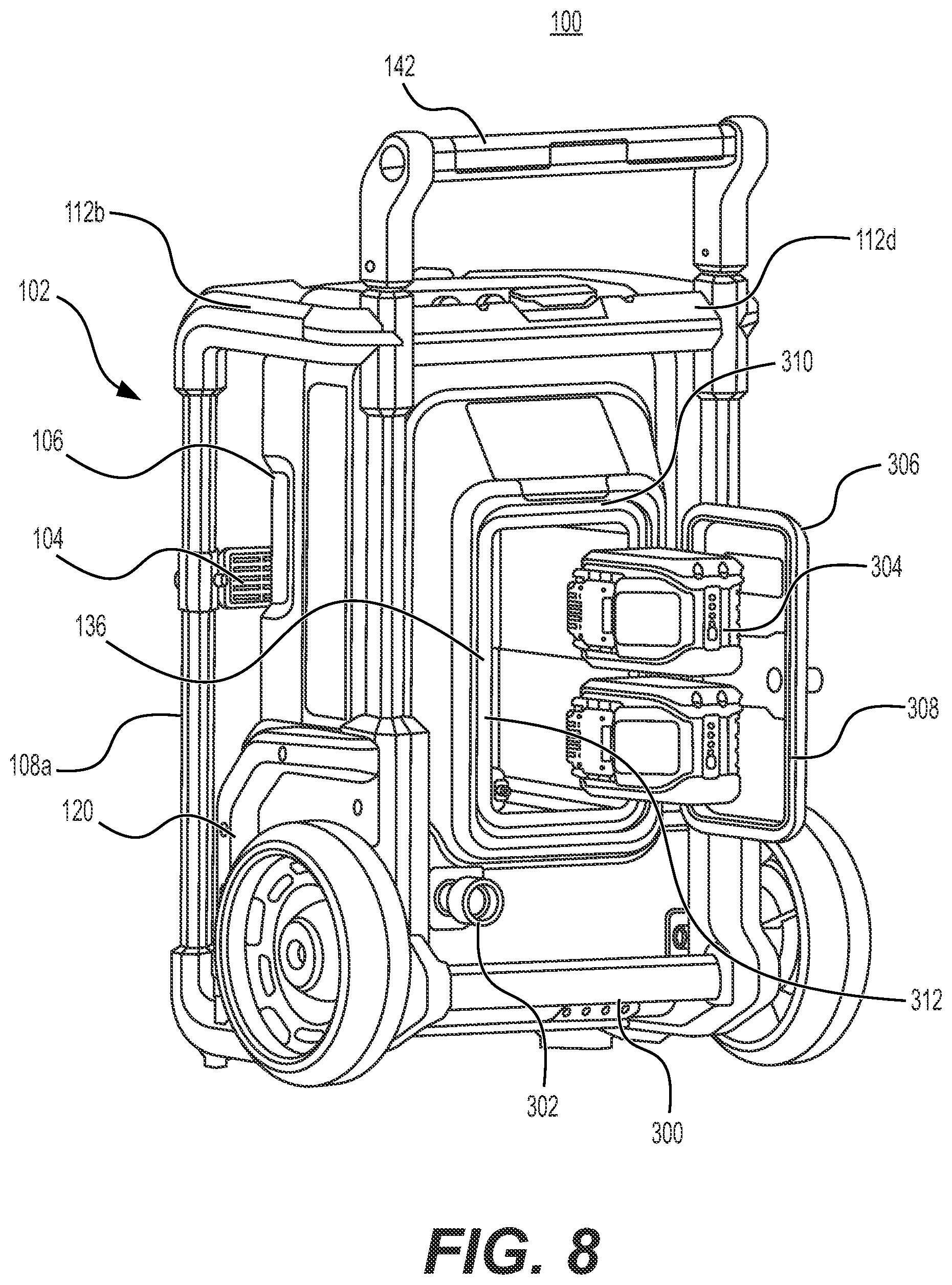 Patent US12551932 Figure 8 – Pressure washer with a movable crossbar