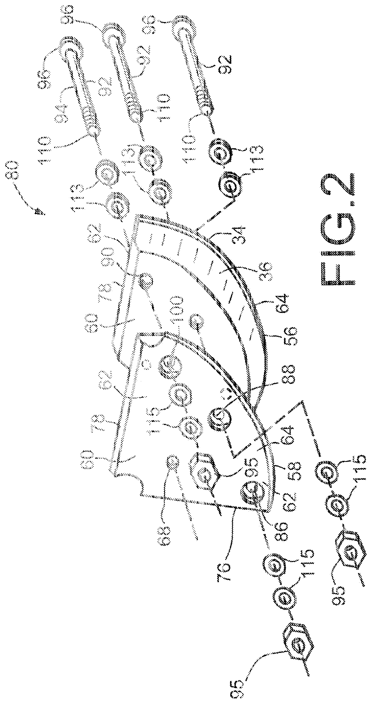 Patent US12551940 Figure 2 – Width-expandable shoe with spacing preset for conduit bending apparatus and an associated method