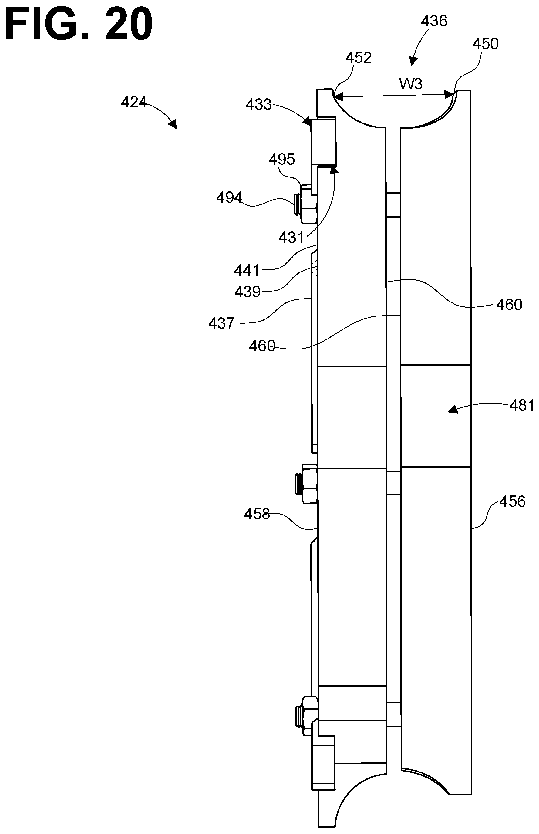 Patent US12551940 Figure 15 – Width-expandable shoe with spacing preset for conduit bending apparatus and an associated method