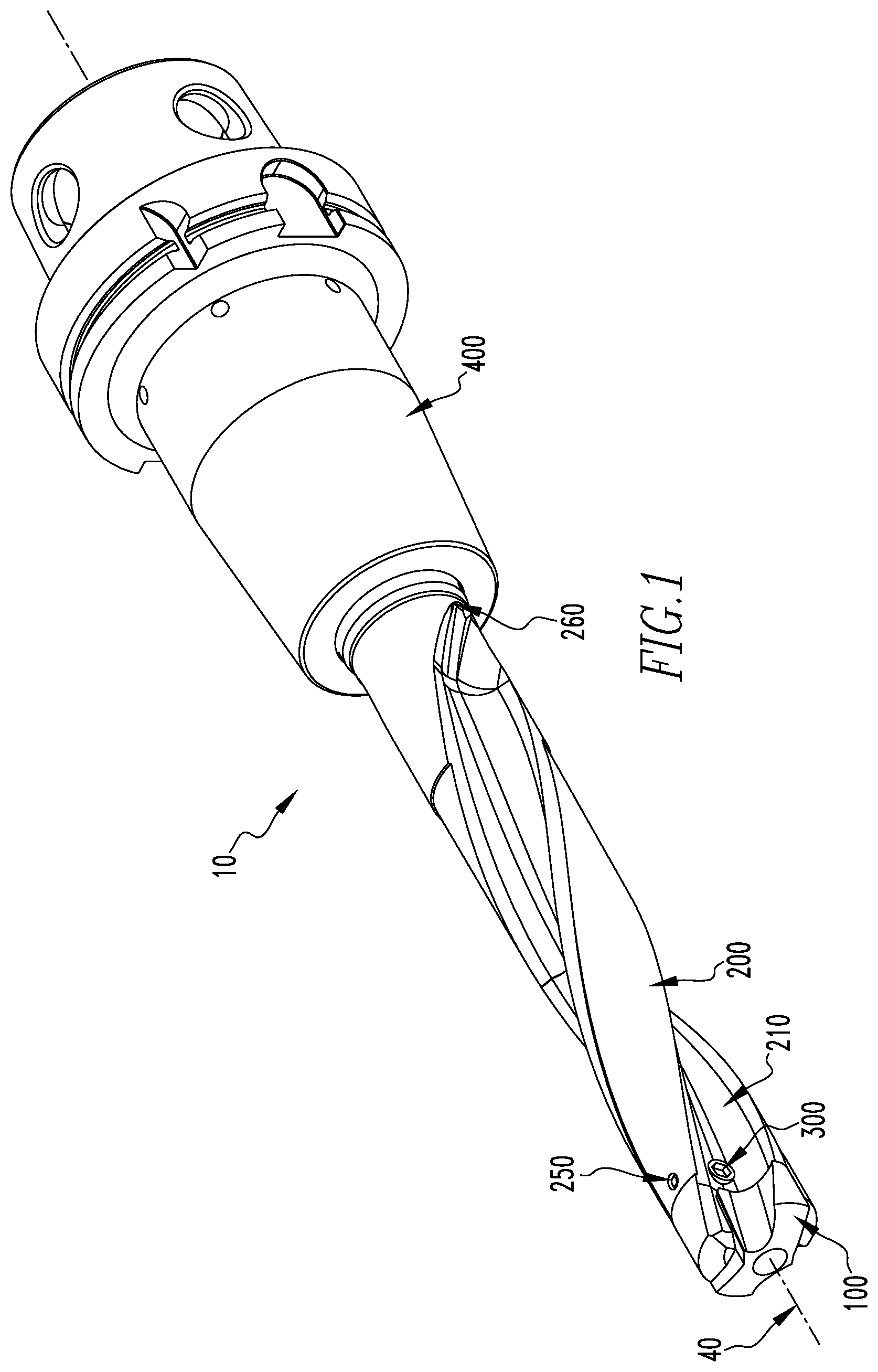 Patent US12551953 Figure 1 – Modular drill with cam clamping