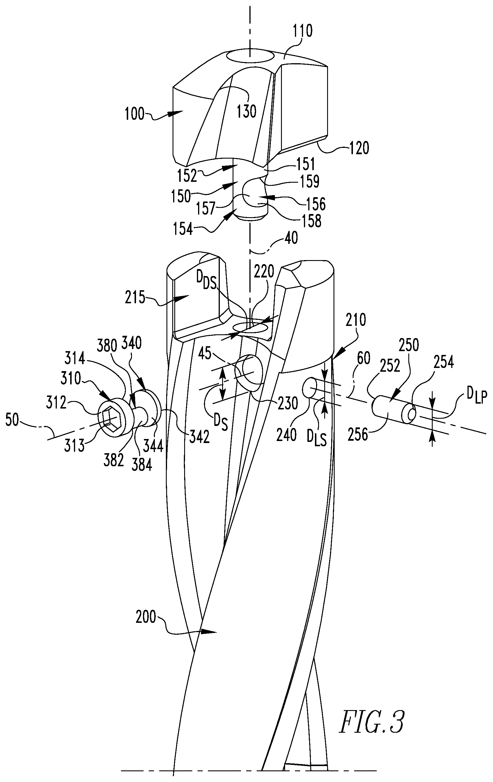Patent US12551953 Figure 4 – Modular drill with cam clamping