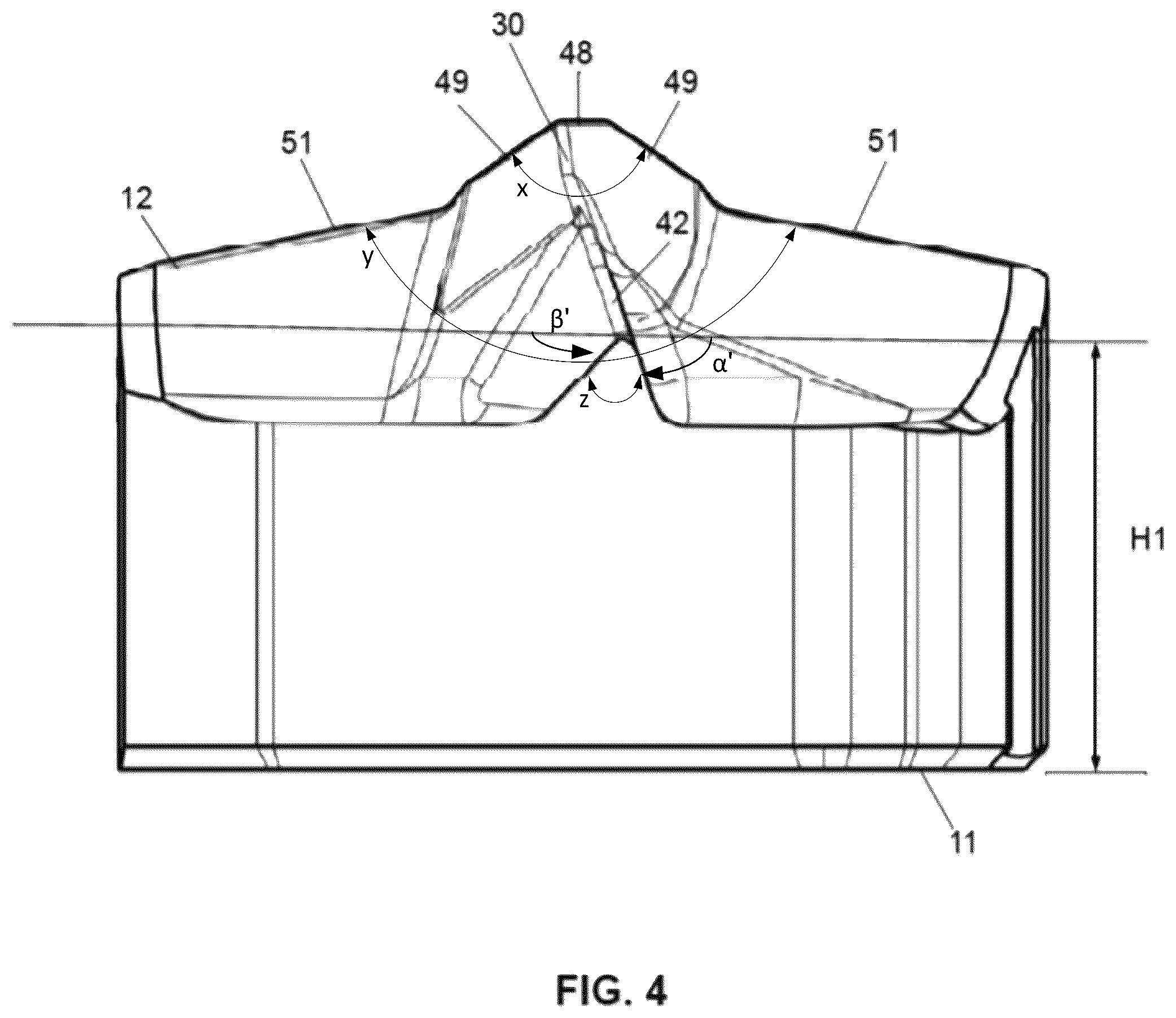 Patent US12551954 Figure 4 – One-piece cutting head for a drill bit