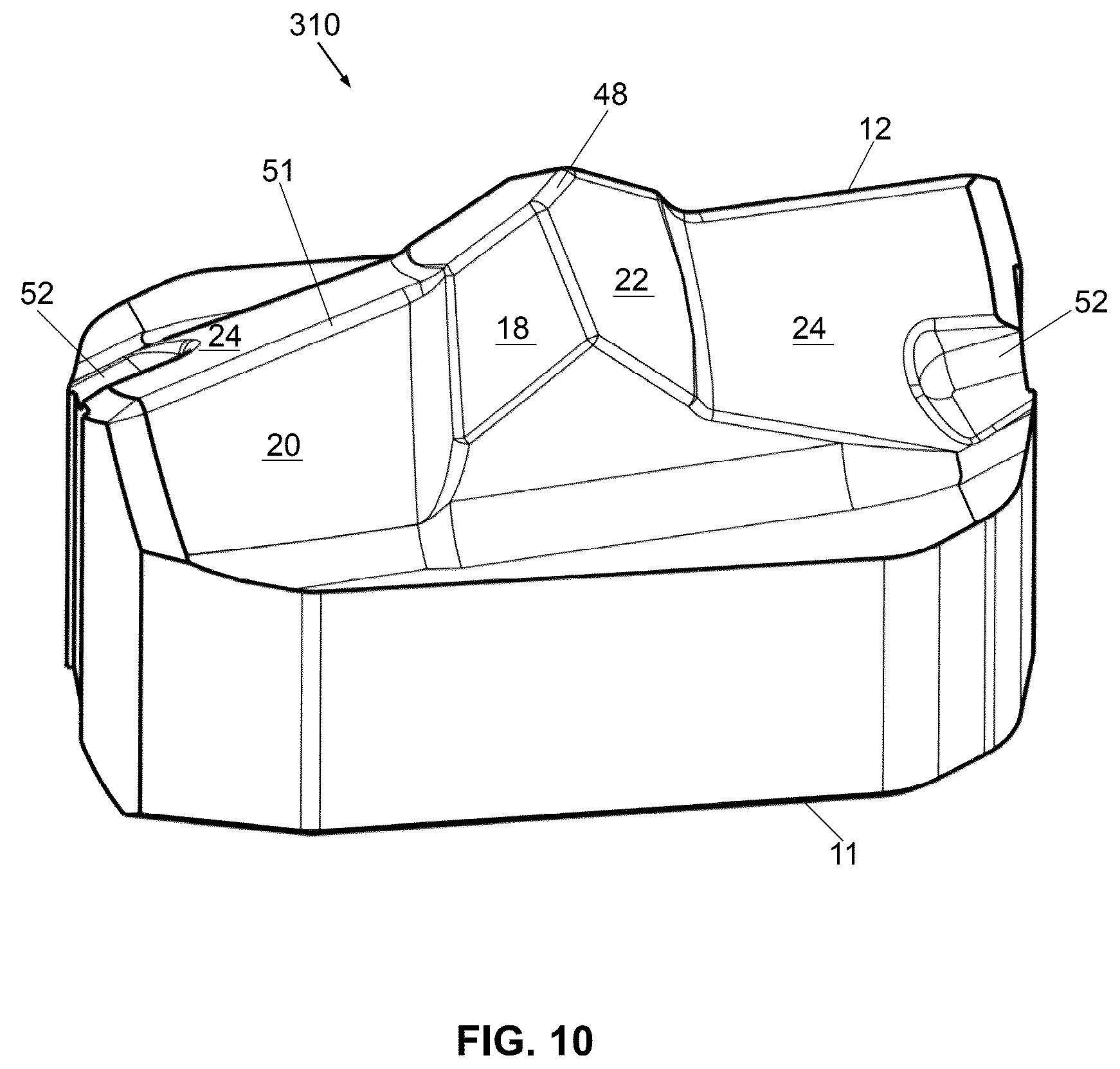Patent US12551954 Figure 10 – One-piece cutting head for a drill bit