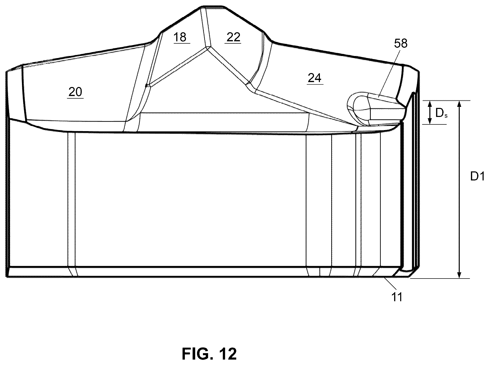 Patent US12551954 Figure 12 – One-piece cutting head for a drill bit