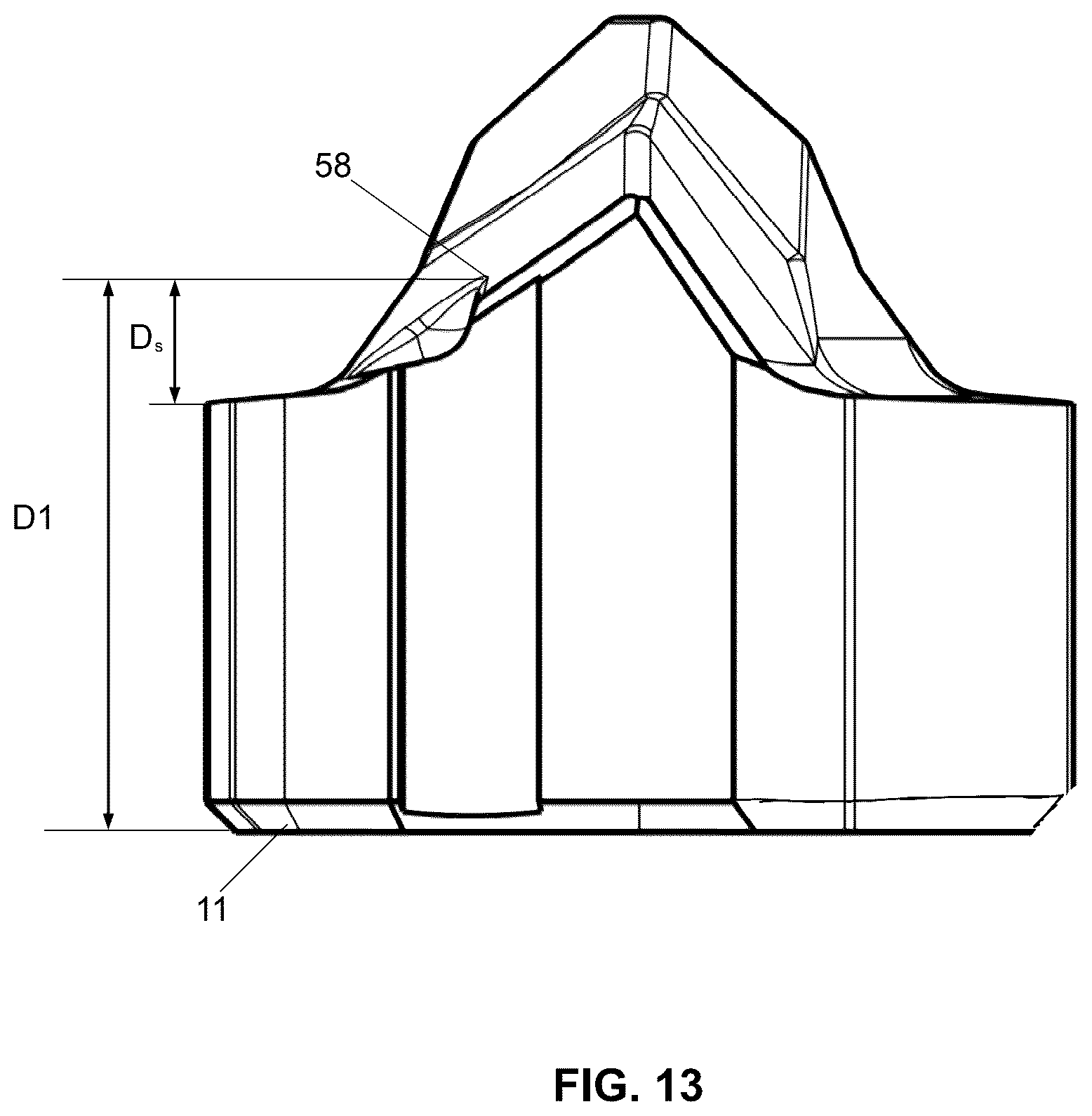 Patent US12551954 Figure 13 – One-piece cutting head for a drill bit