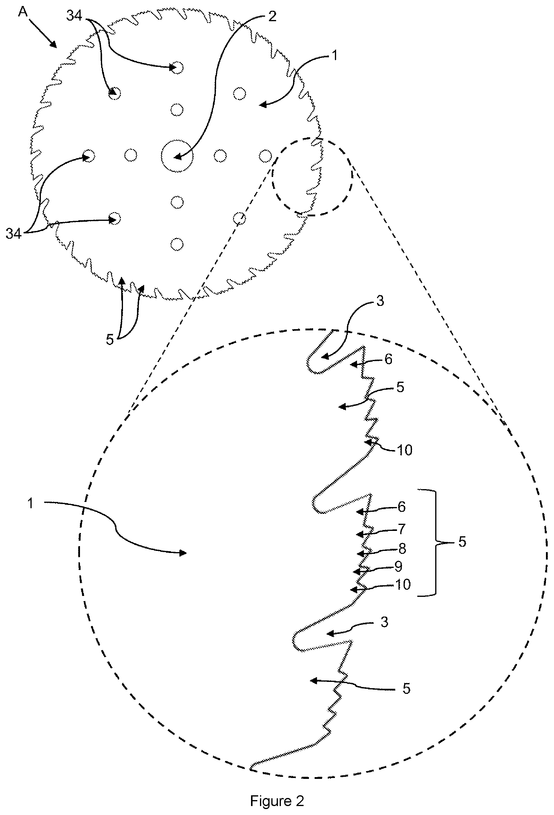Patent US12551956 Figure 2 – Circular blade and device for cutting ice tubes