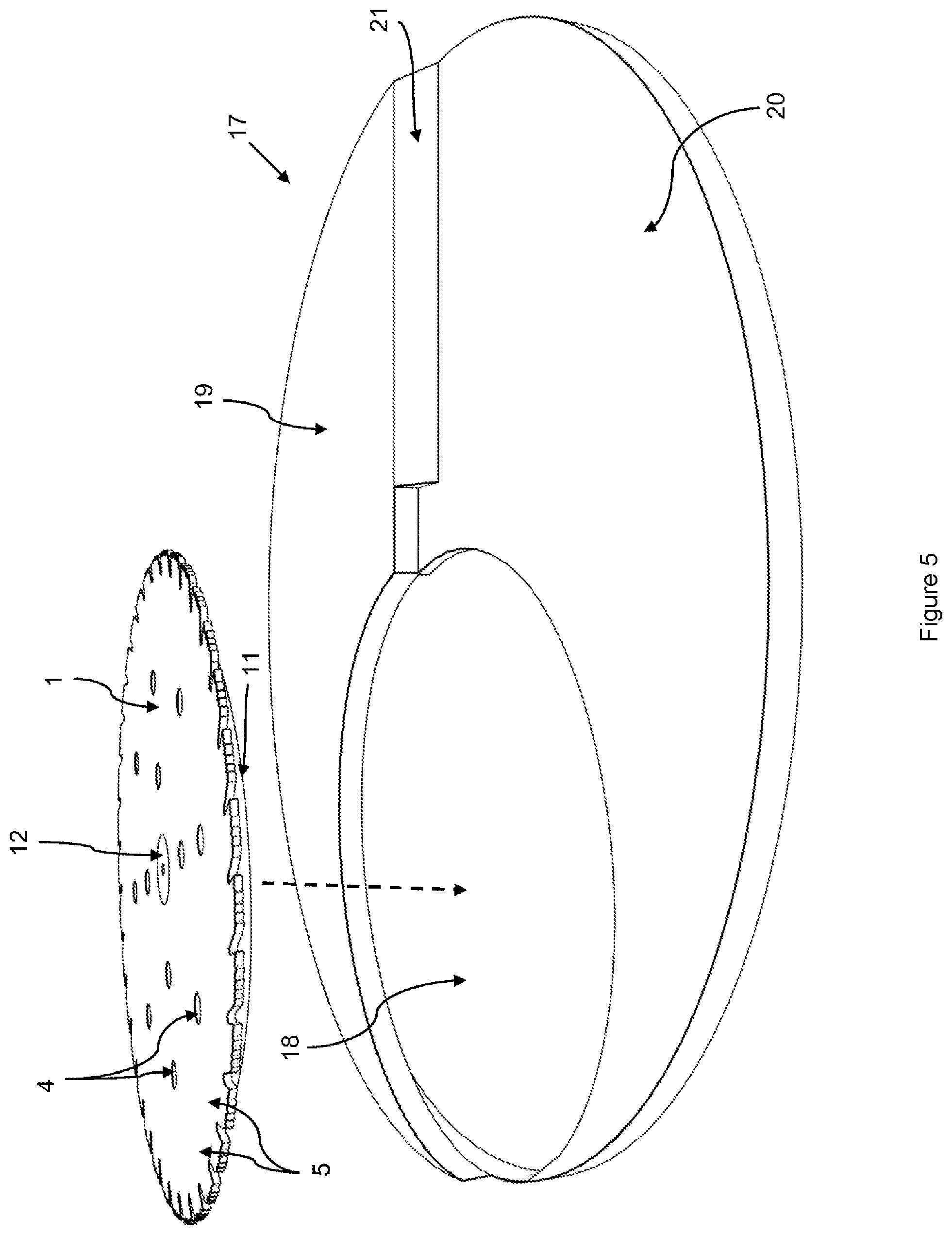 Patent US12551956 Figure 5 – Circular blade and device for cutting ice tubes