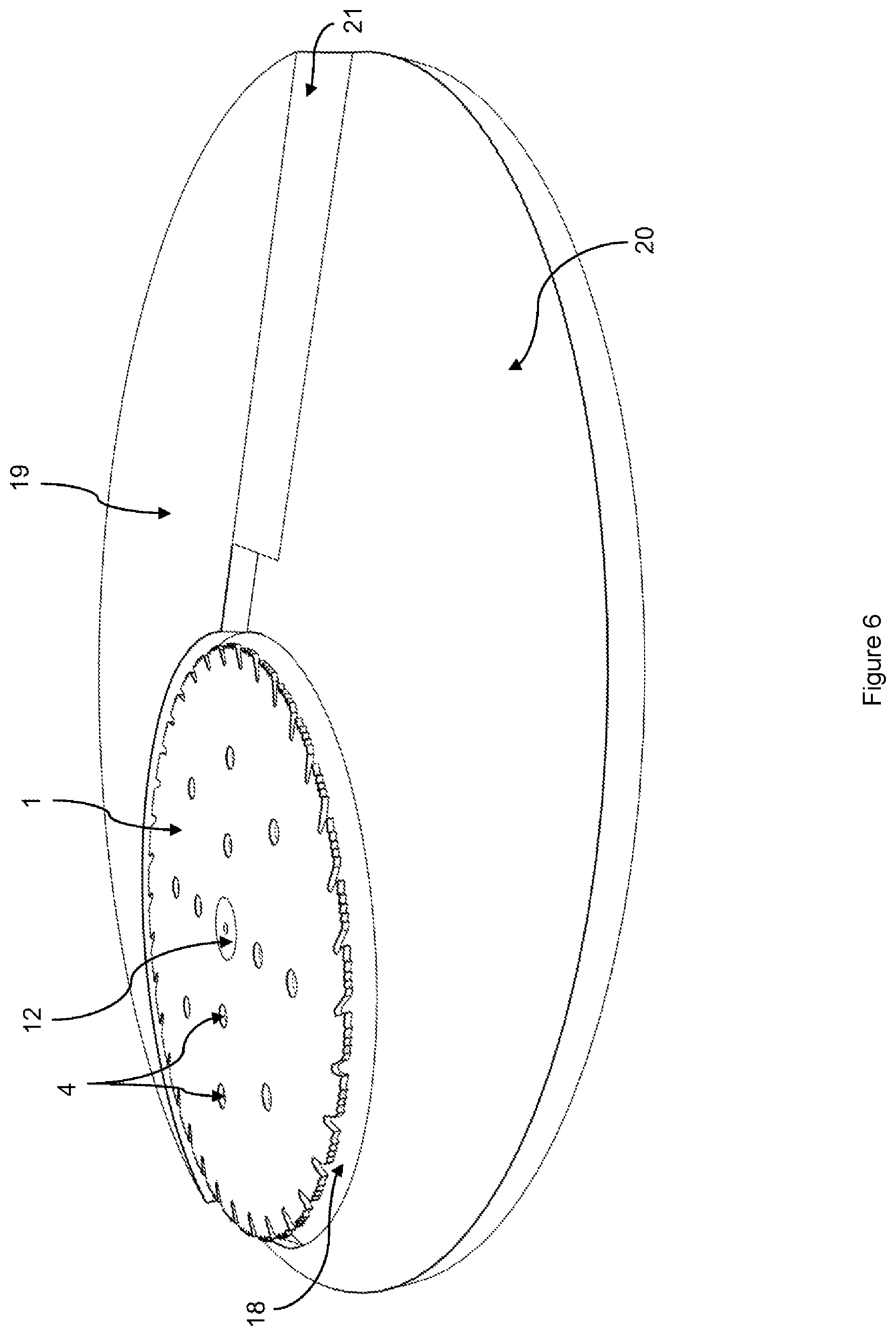 Patent US12551956 Figure 6 – Circular blade and device for cutting ice tubes