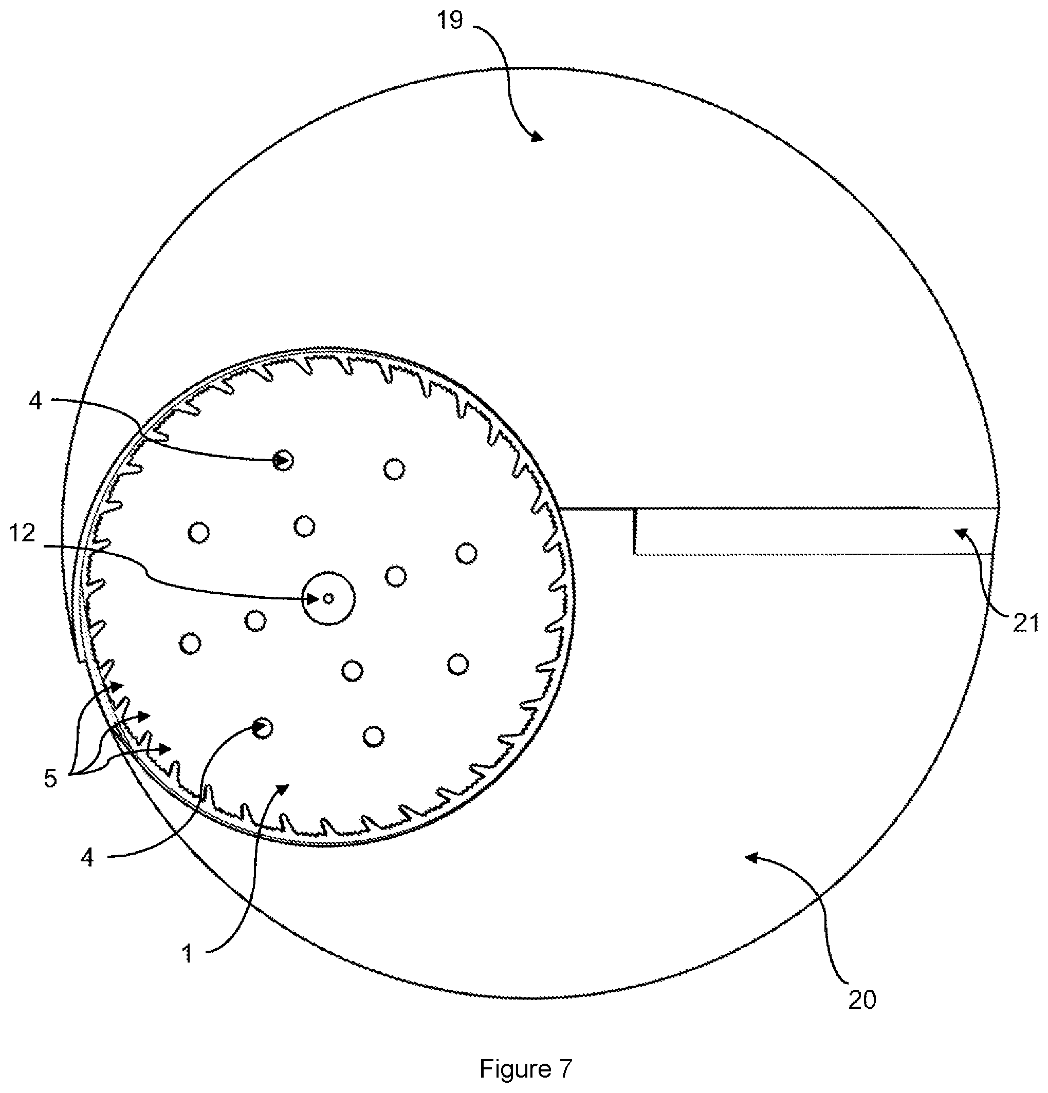 Patent US12551956 Figure 7 – Circular blade and device for cutting ice tubes