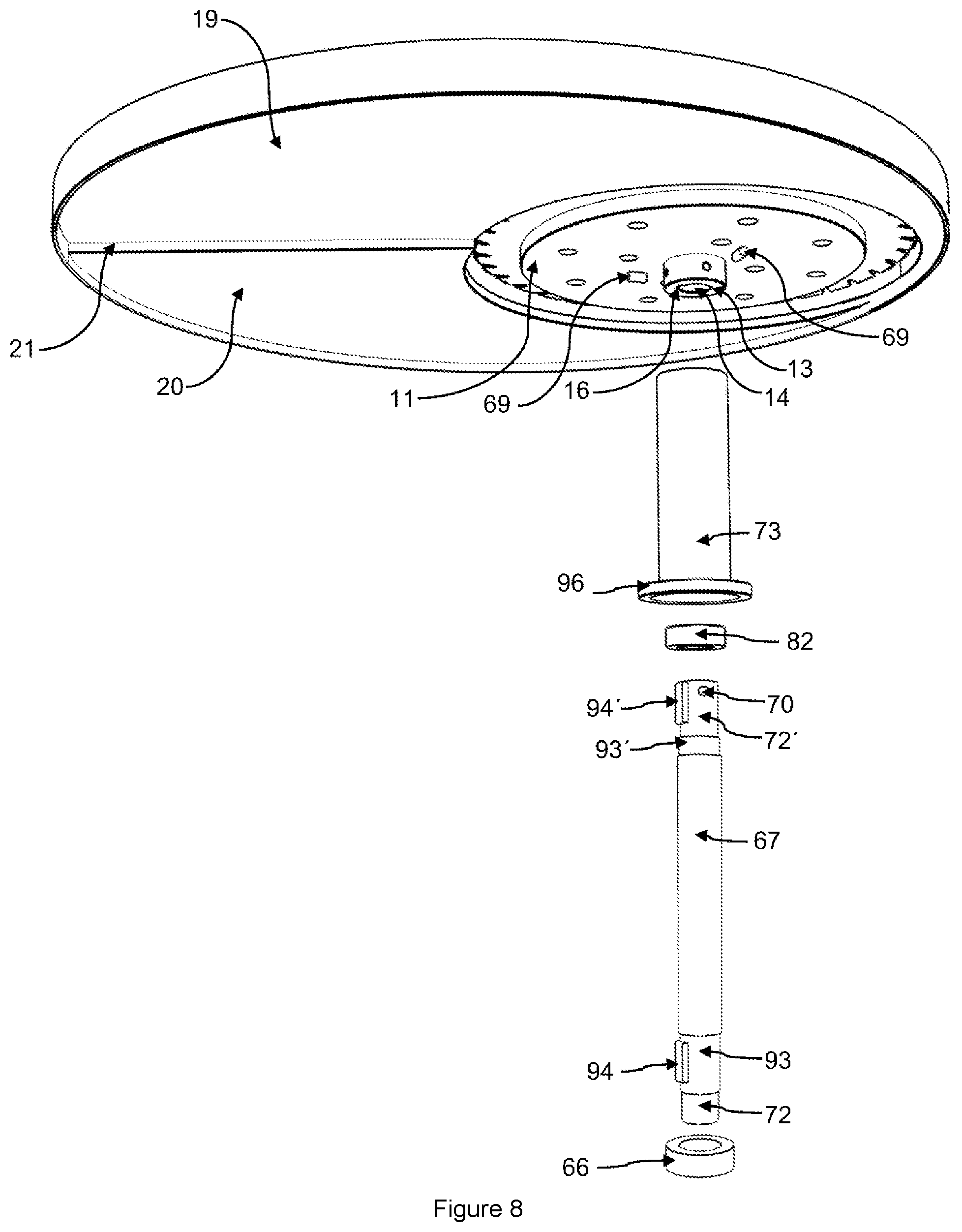 Patent US12551956 Figure 8 – Circular blade and device for cutting ice tubes