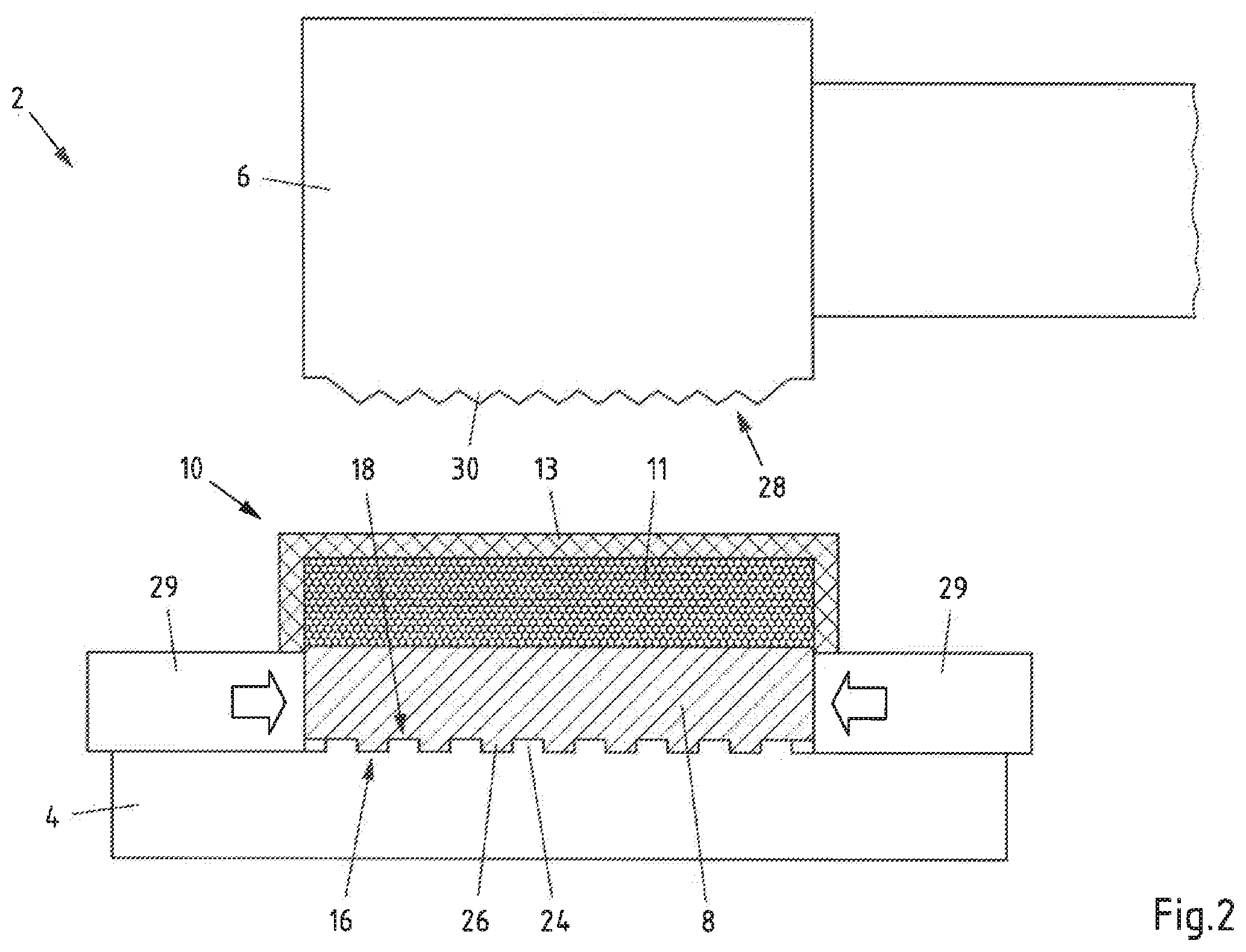 Patent US12551969 Figure 2 – Welding device and welding method for producing a material bond connection between a conductor and a connecting part
