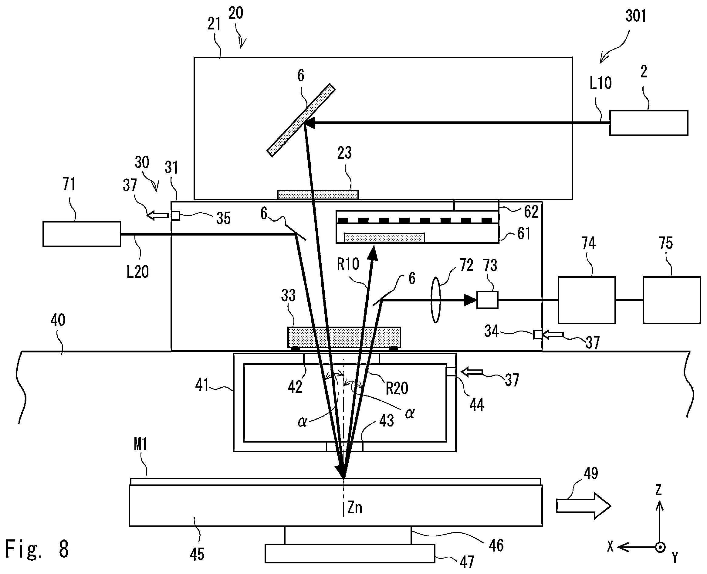 Patent US12551971 Figure 8 – Laser processing apparatus, laser processing method, and method for manufacturing semiconductor apparatus