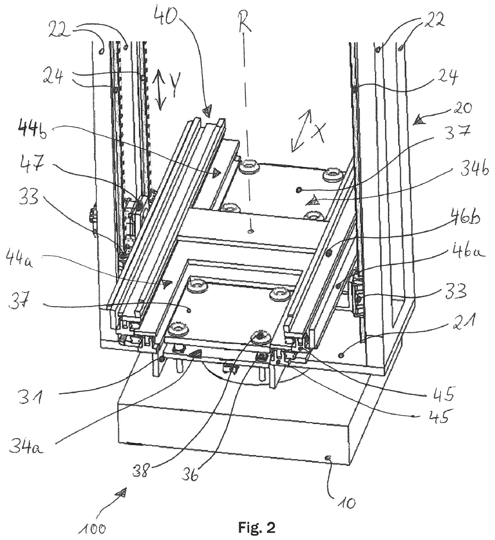 Patent US12551977 Figure 2 – Handling system and handling device for handling workpiece pallets