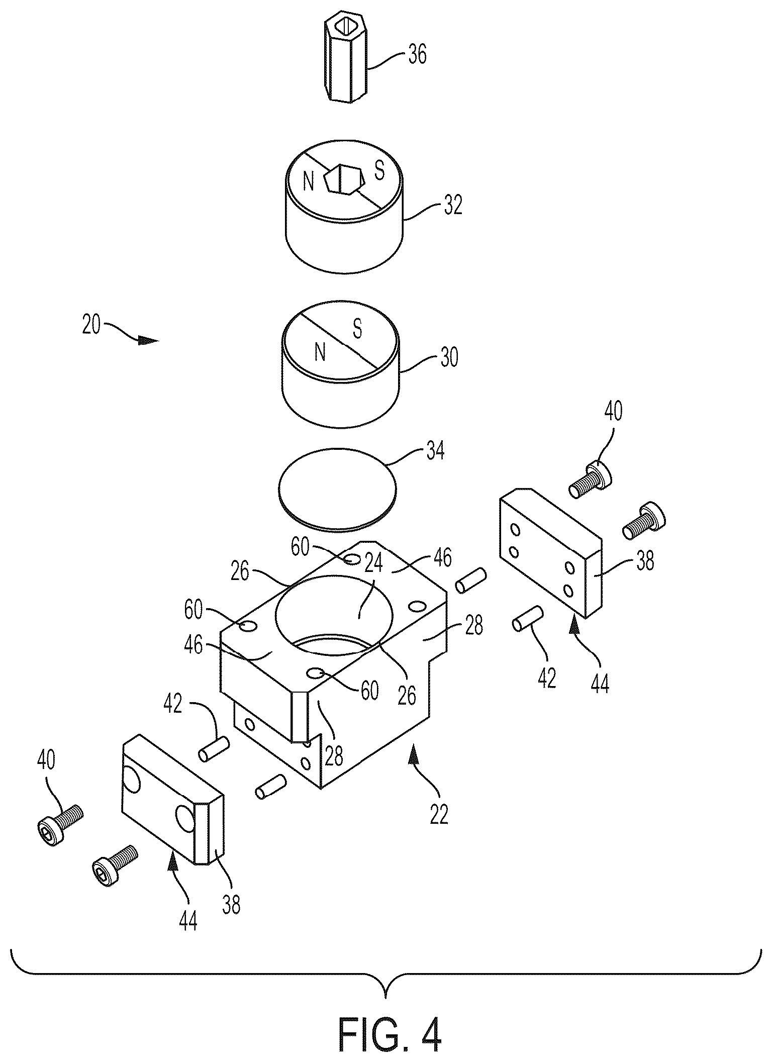 Patent US12551988 Figure 4 – Magnetic coupling device with at least one of a sensor arrangement and a degauss capability
