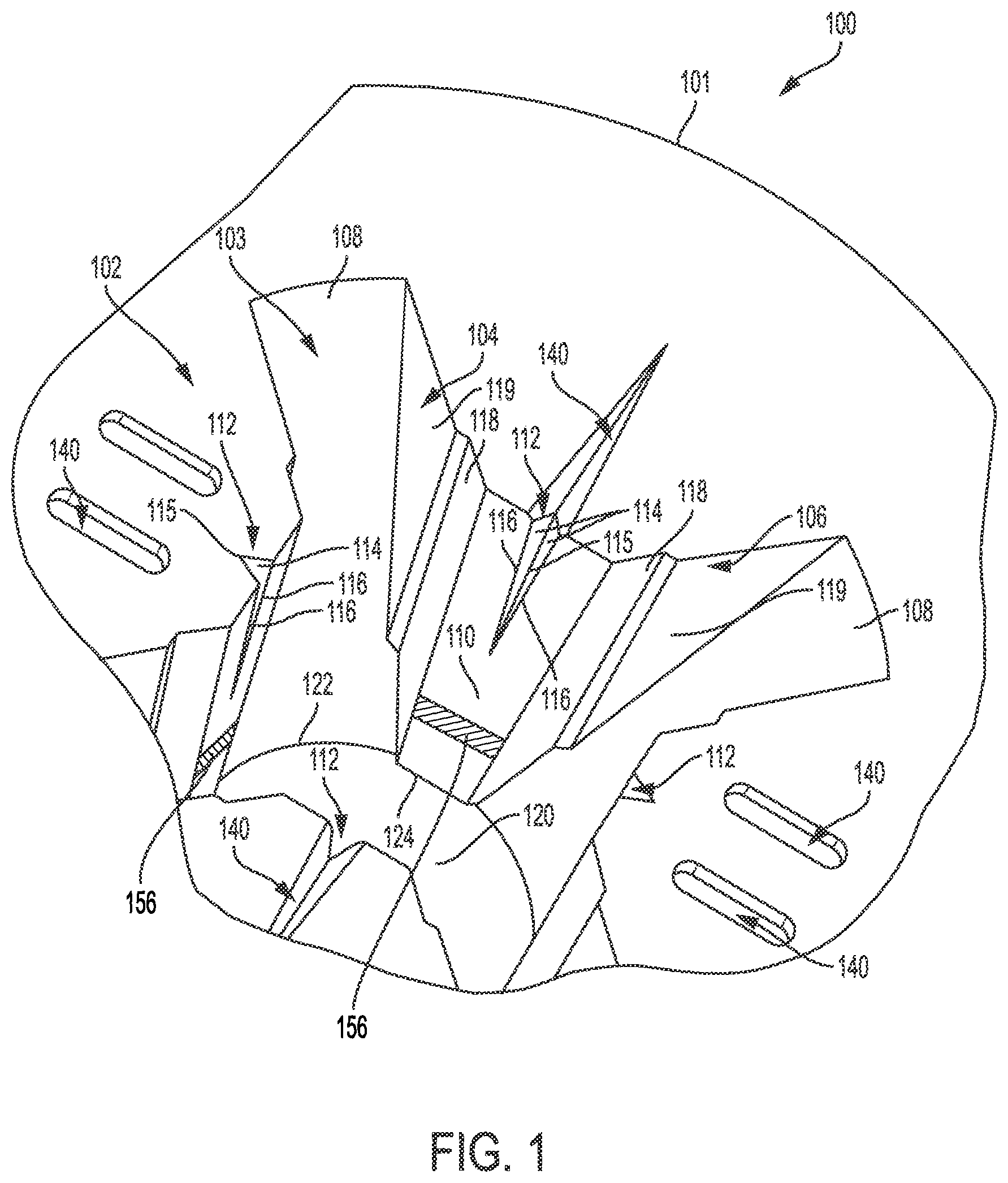 Patent US12551992 Figure 1 – Fastener system with stabilizer ribs and square drive