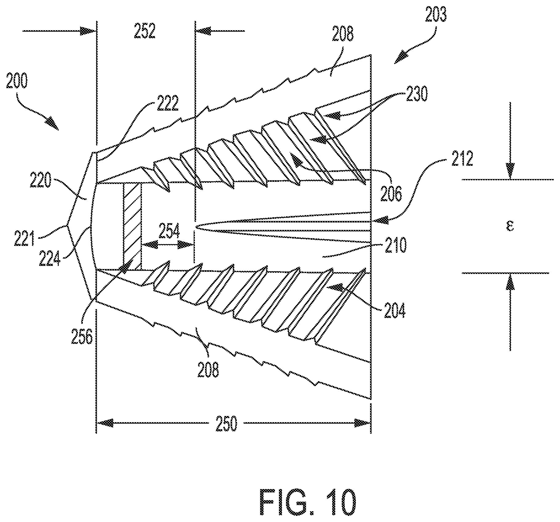 Patent US12551992 Figure 10 – Fastener system with stabilizer ribs and square drive