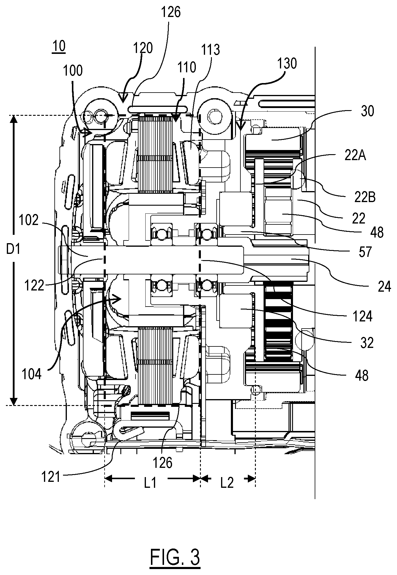 Patent US12551993 Figure 4 – Power tool with compact motor assembly