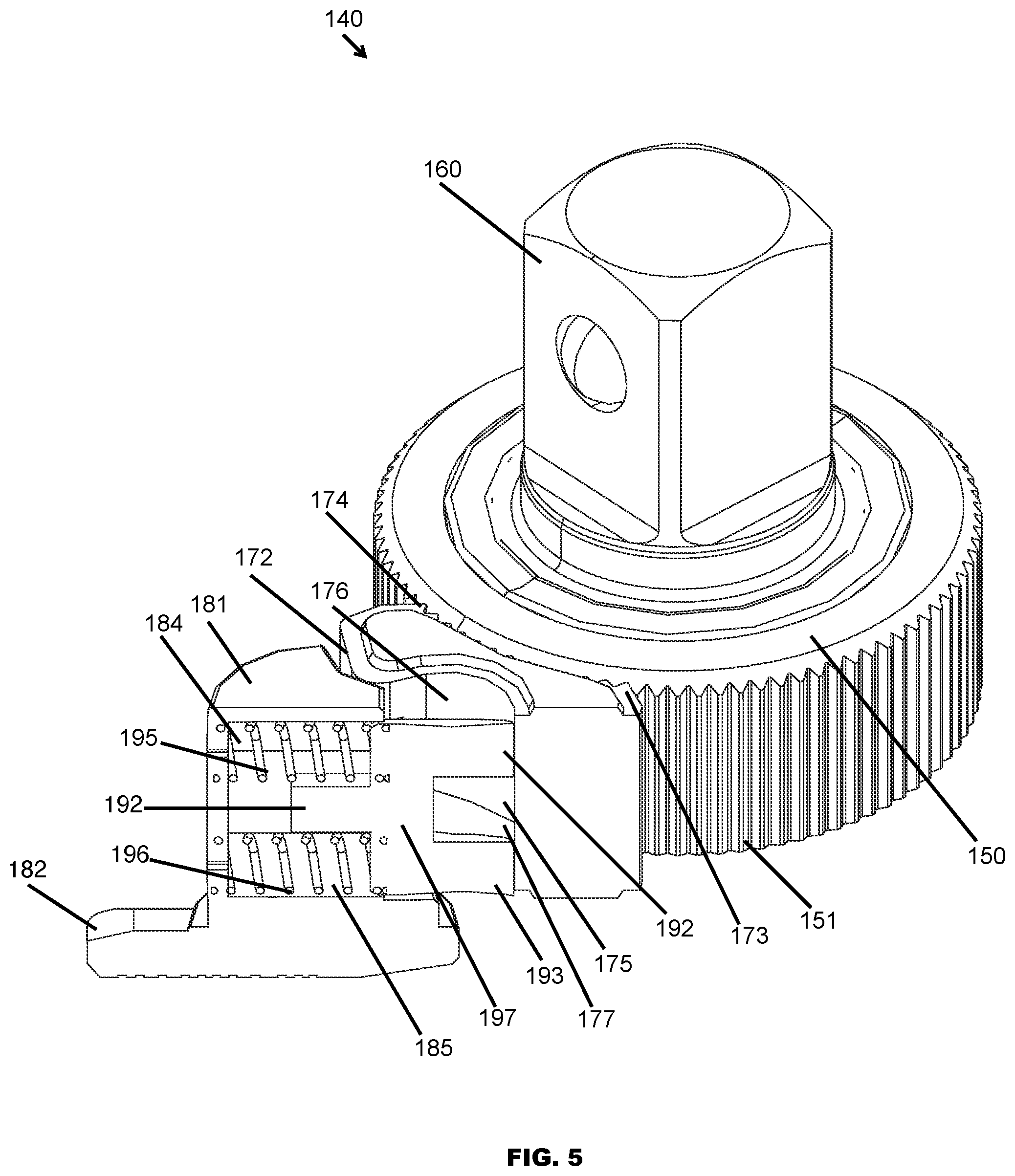 Patent US12551997 Figure 5 – Hand tool having interchangeable grip