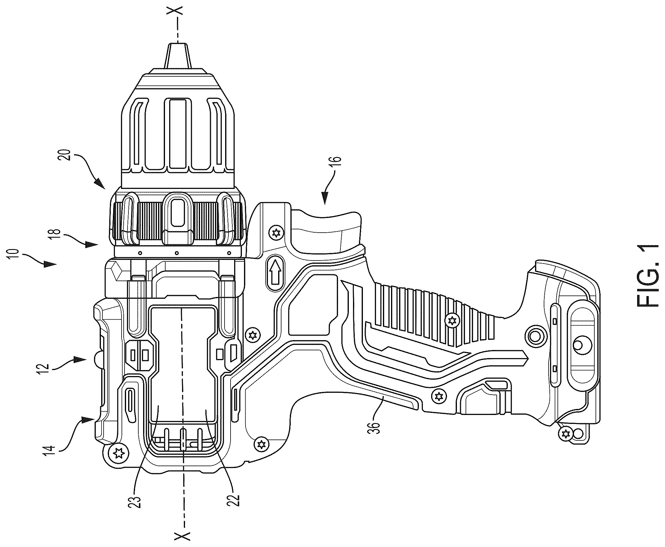 Patent US12552006 — Power tool with partition assembly between transmission and motor — Figure 1