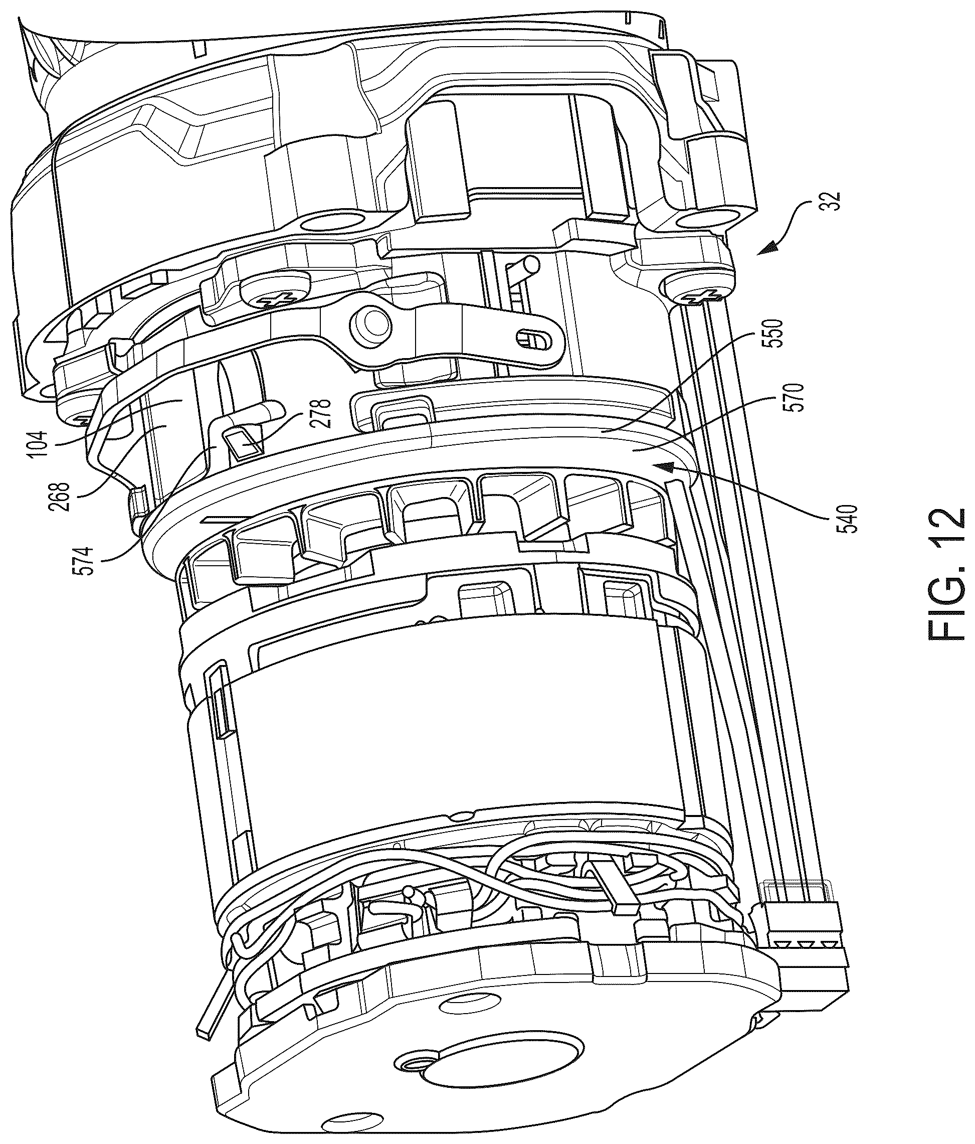 Patent US12552006 Figure 12 – Power tool with partition assembly between transmission and motor