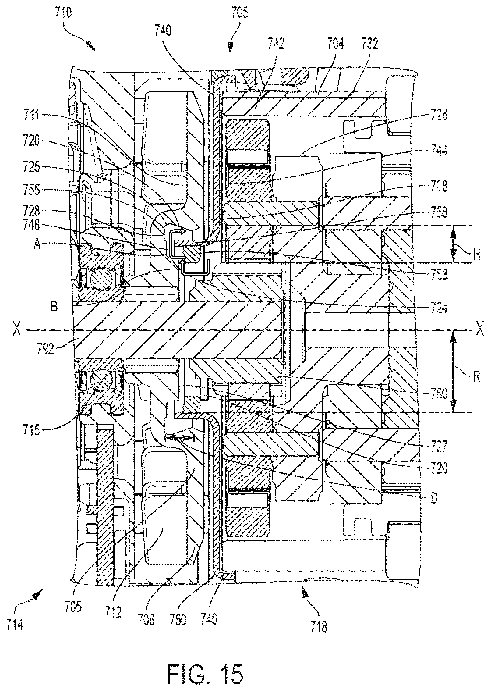 Patent US12552006 Figure 15 – Power tool with partition assembly between transmission and motor