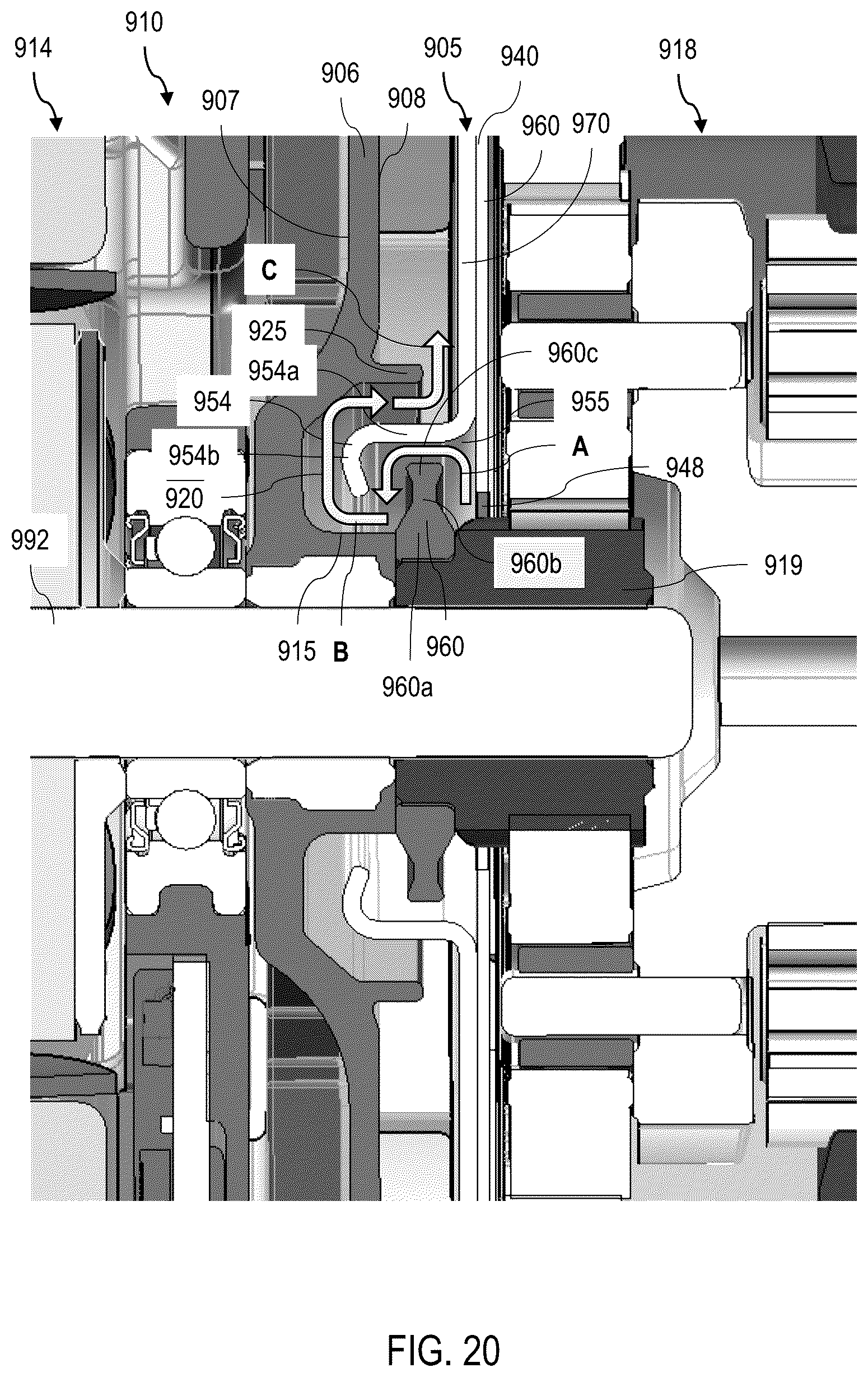 Patent US12552006 Figure 20 – Power tool with partition assembly between transmission and motor