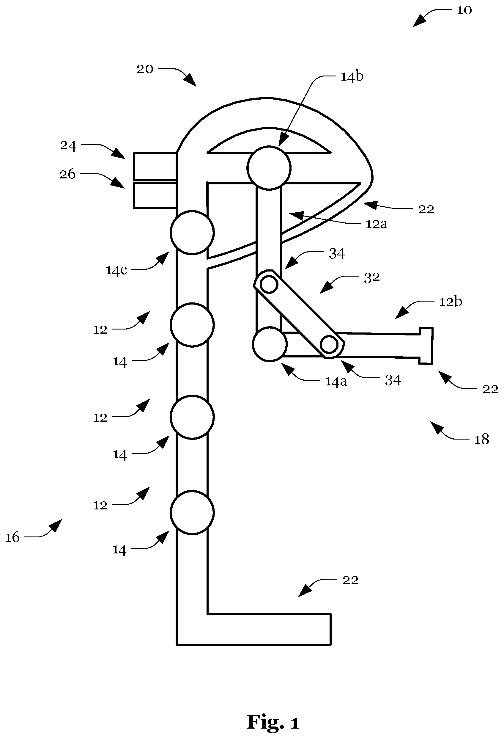 Patent US12552012 Figure 1 – Exoskeleton having a pneumatic actuator