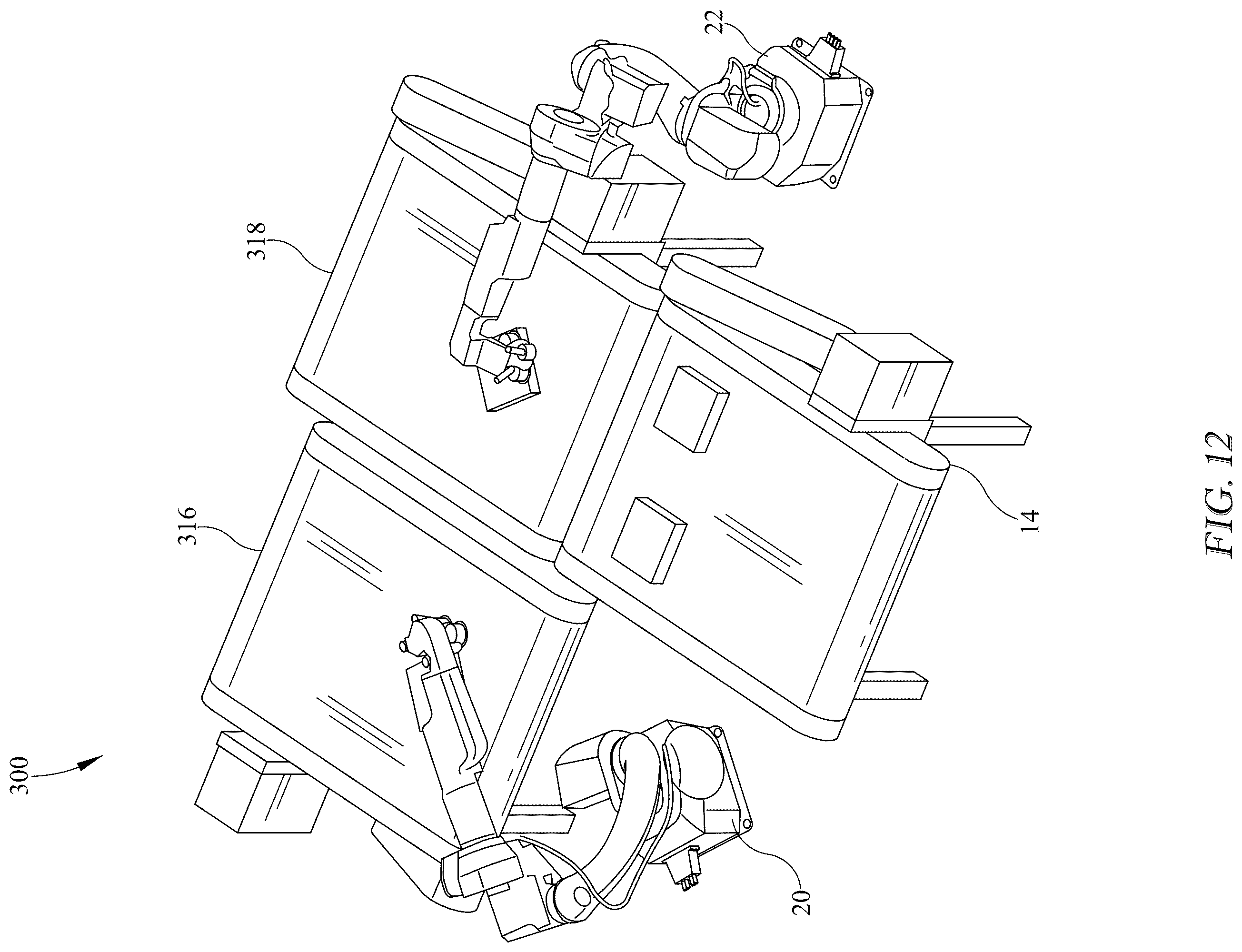 Patent US12552014 Figure 10 – Conveyor system with multiple robot singulators