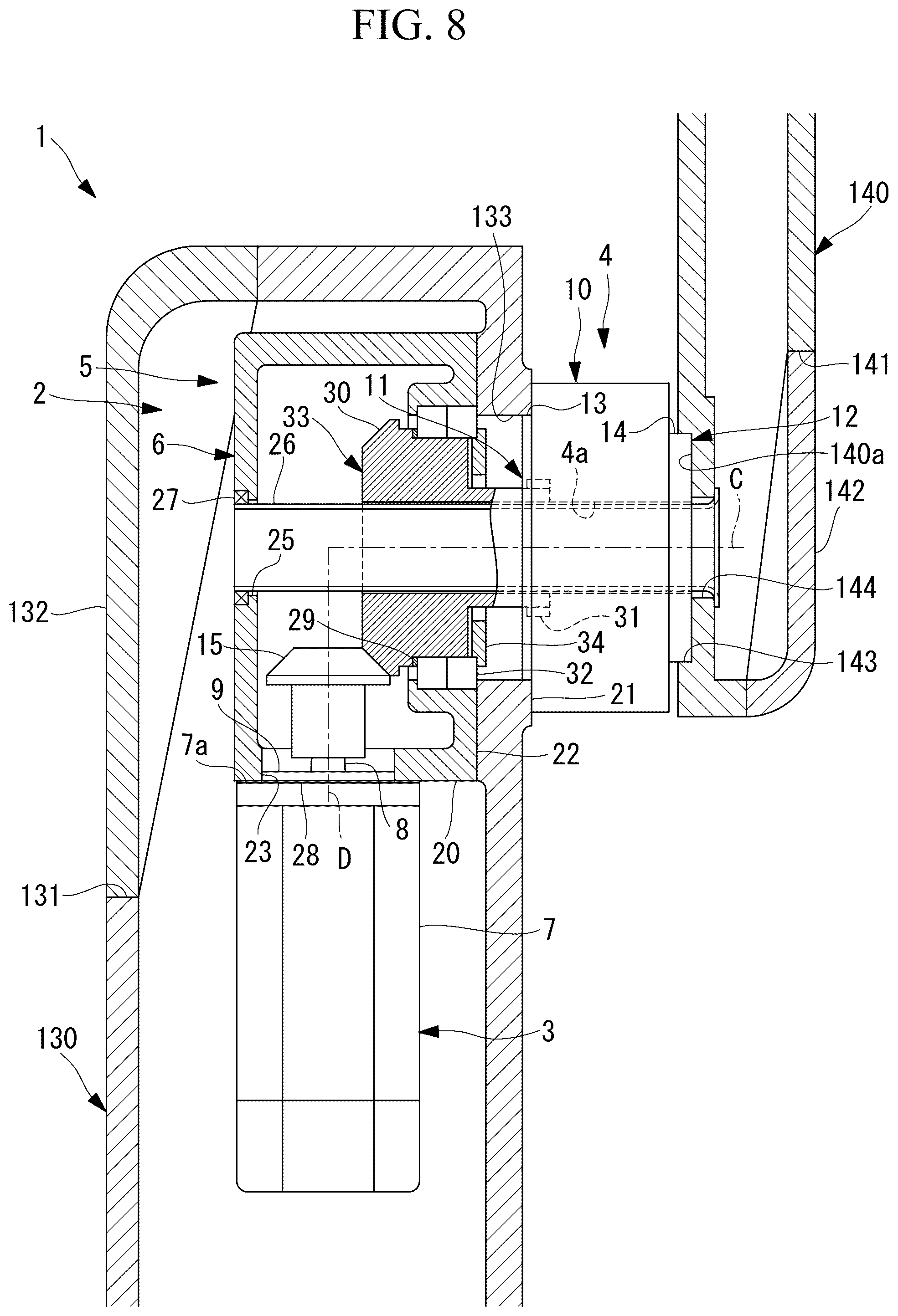 Patent US12552015 Figure 8 – Joint structure for robot