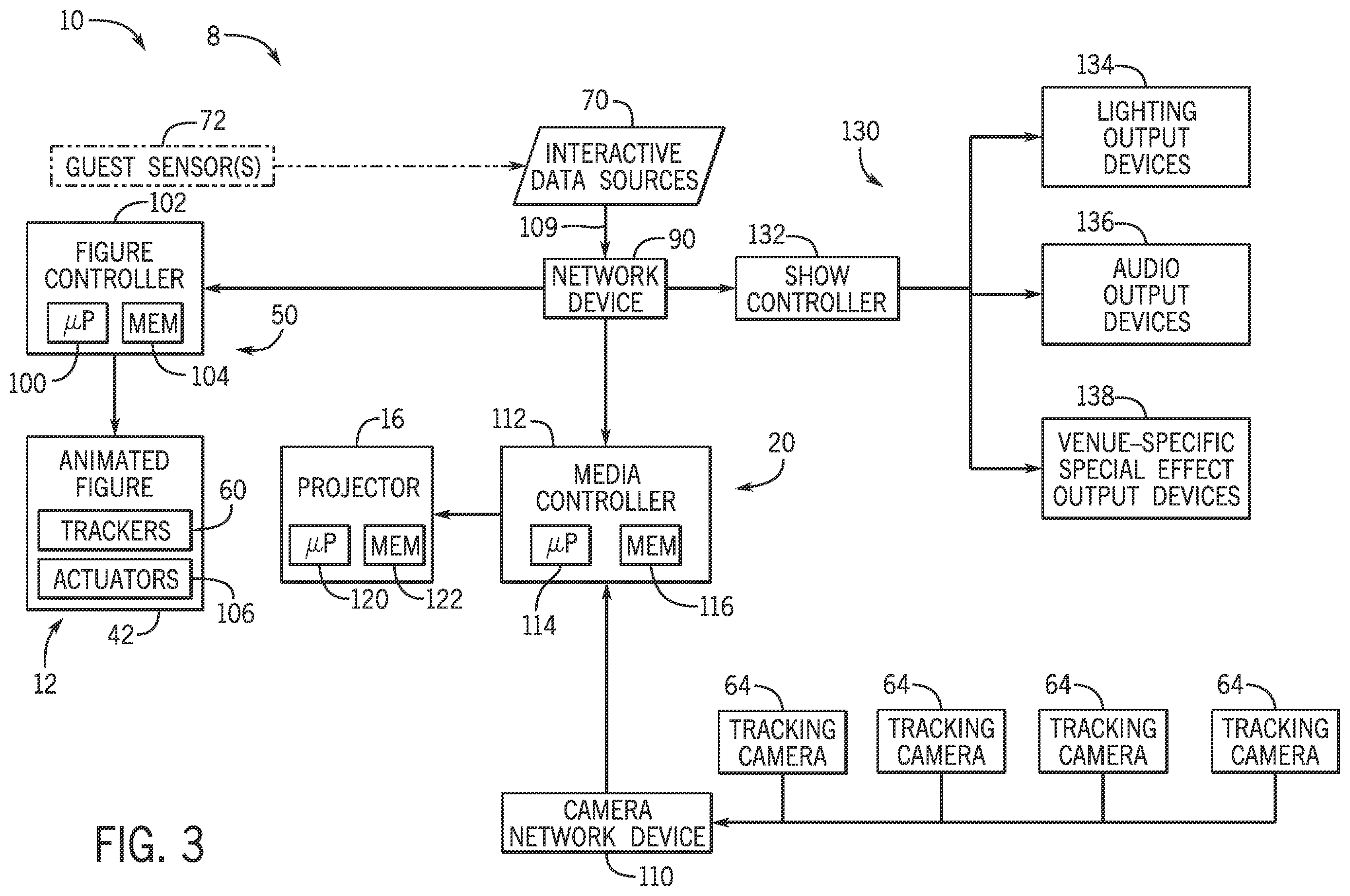 Patent US12552044 Figure 3 – Systems and methods for optical performance captured animated figure with real-time reactive projected media