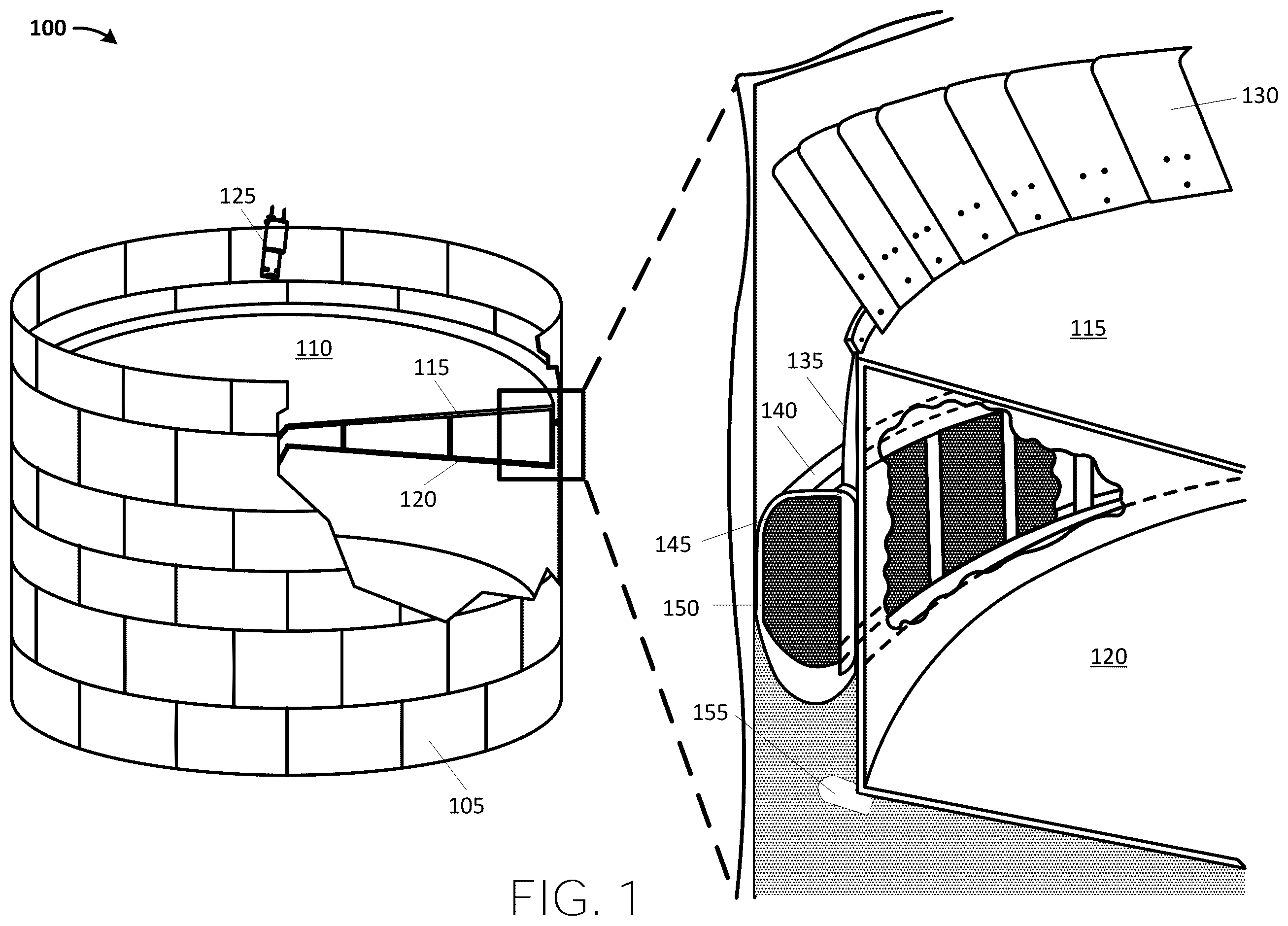 Patent US12552052 Figure 1 – Robotic systems and methods for tank seal inspection