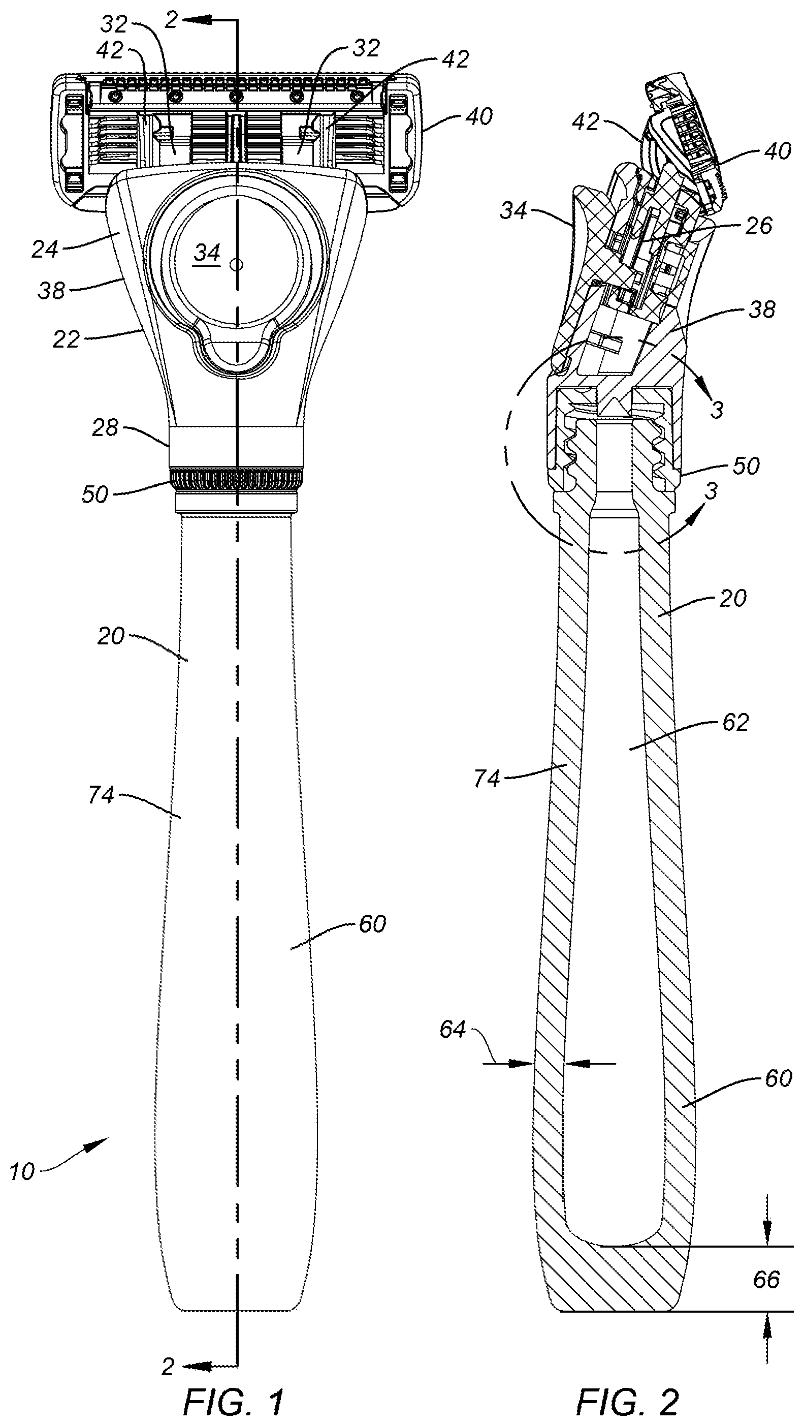 Patent US12552059 Figure 1 – Razor handle
