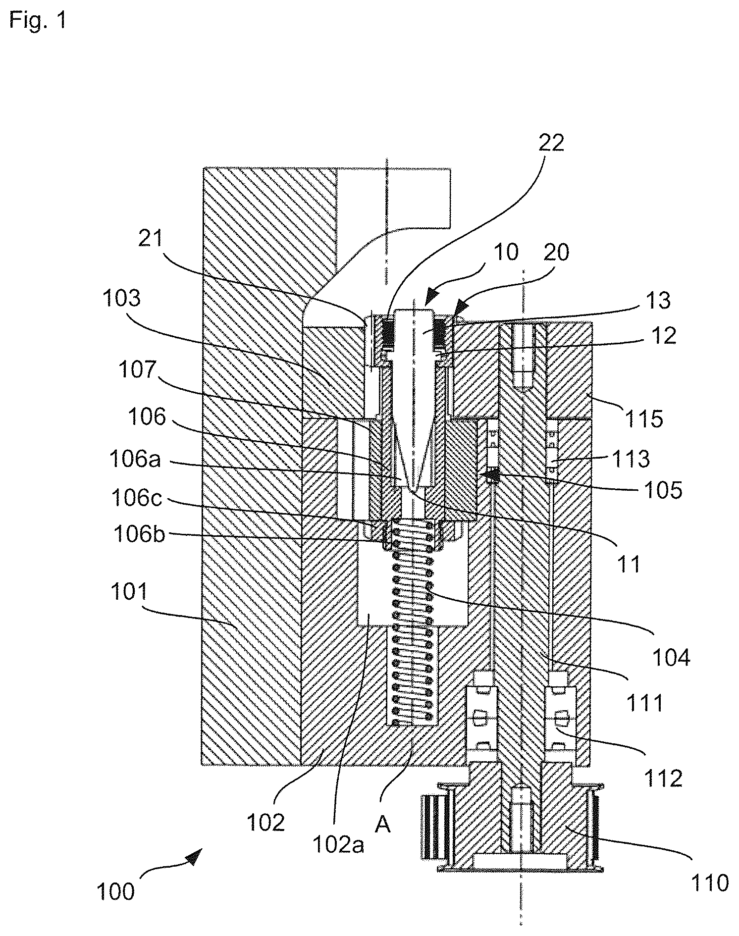 Patent US12552063 Figure 1 – Cutting blade mounting device, cutting device as well as magazine for a cutting blade