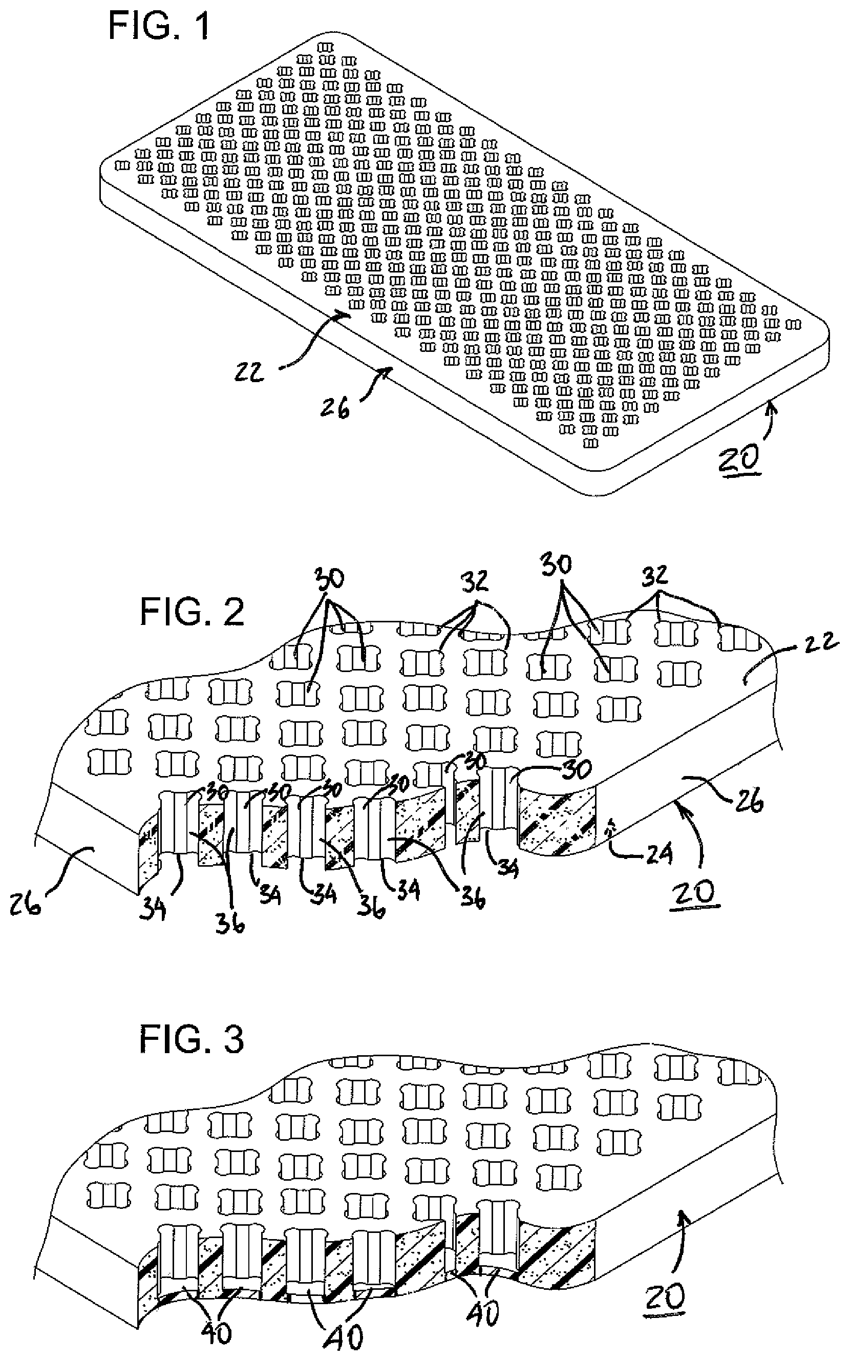 Patent US12552072 Figure 1 – Resilient cores with convection barriers particularly for inflatable bodies and methods for making the same