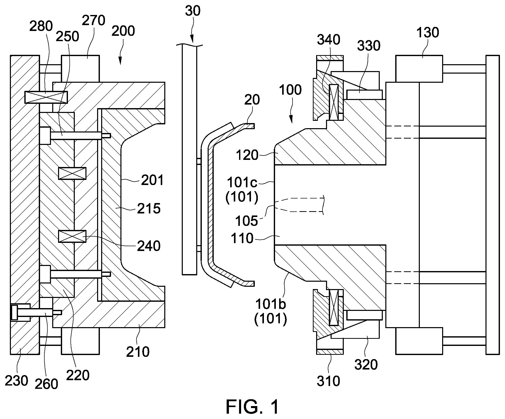 Patent US12552076 Figure 1 – Apparatus and method for manufacturing skin-integrated interior materials