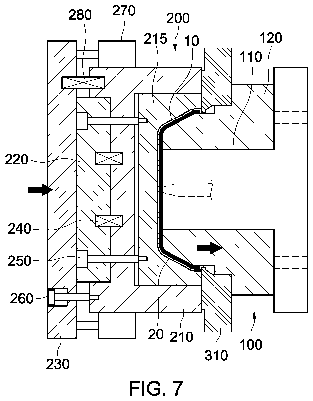 Patent US12552076 Figure 7 – Apparatus and method for manufacturing skin-integrated interior materials