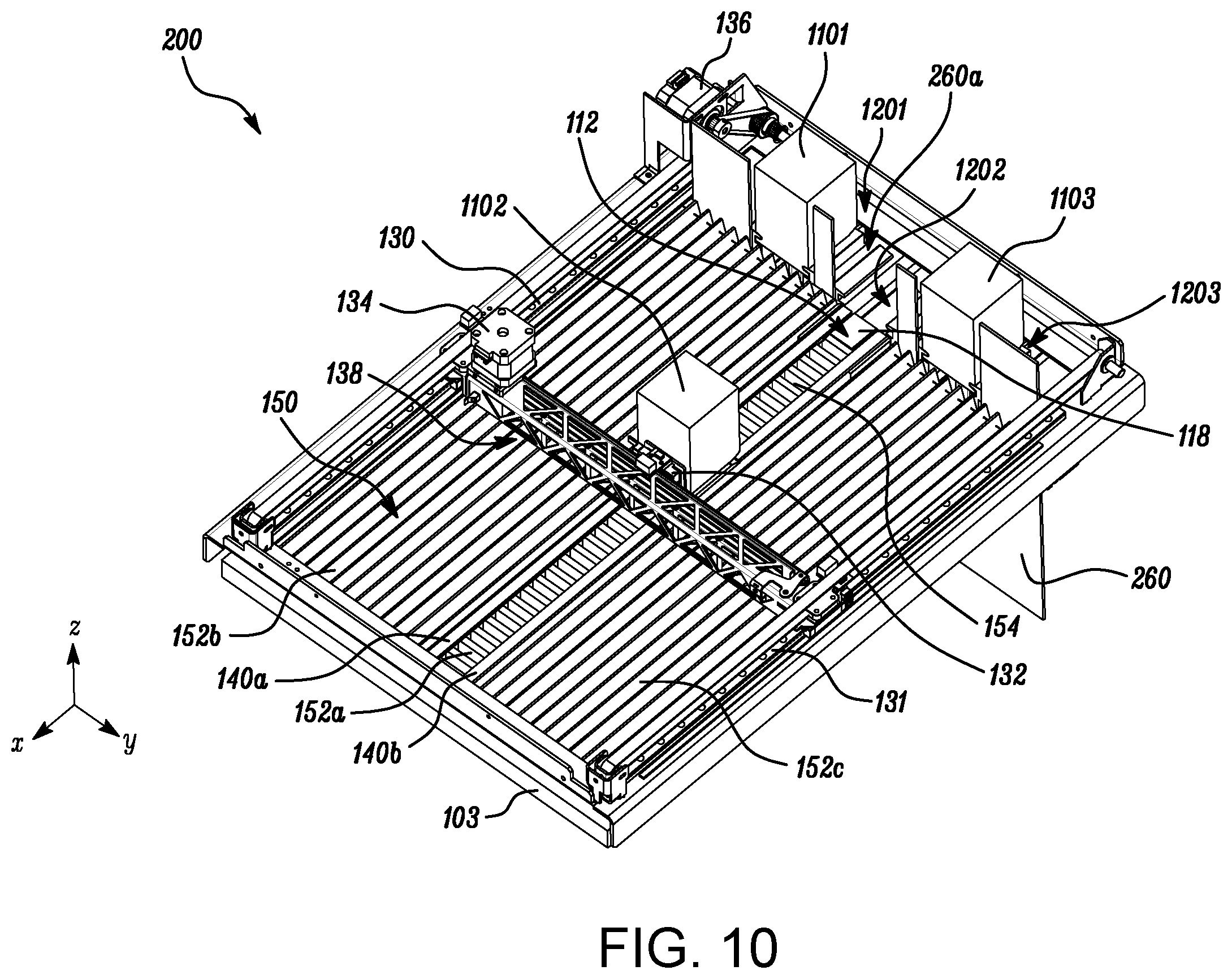 Patent US12552099 Figure 10 – Additive manufacturing system with a sealed build chamber