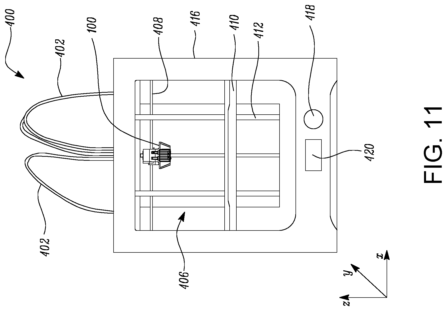 Patent US12552102 Figure 11 – Dual filament feeder assembly for an additive manufacturing system