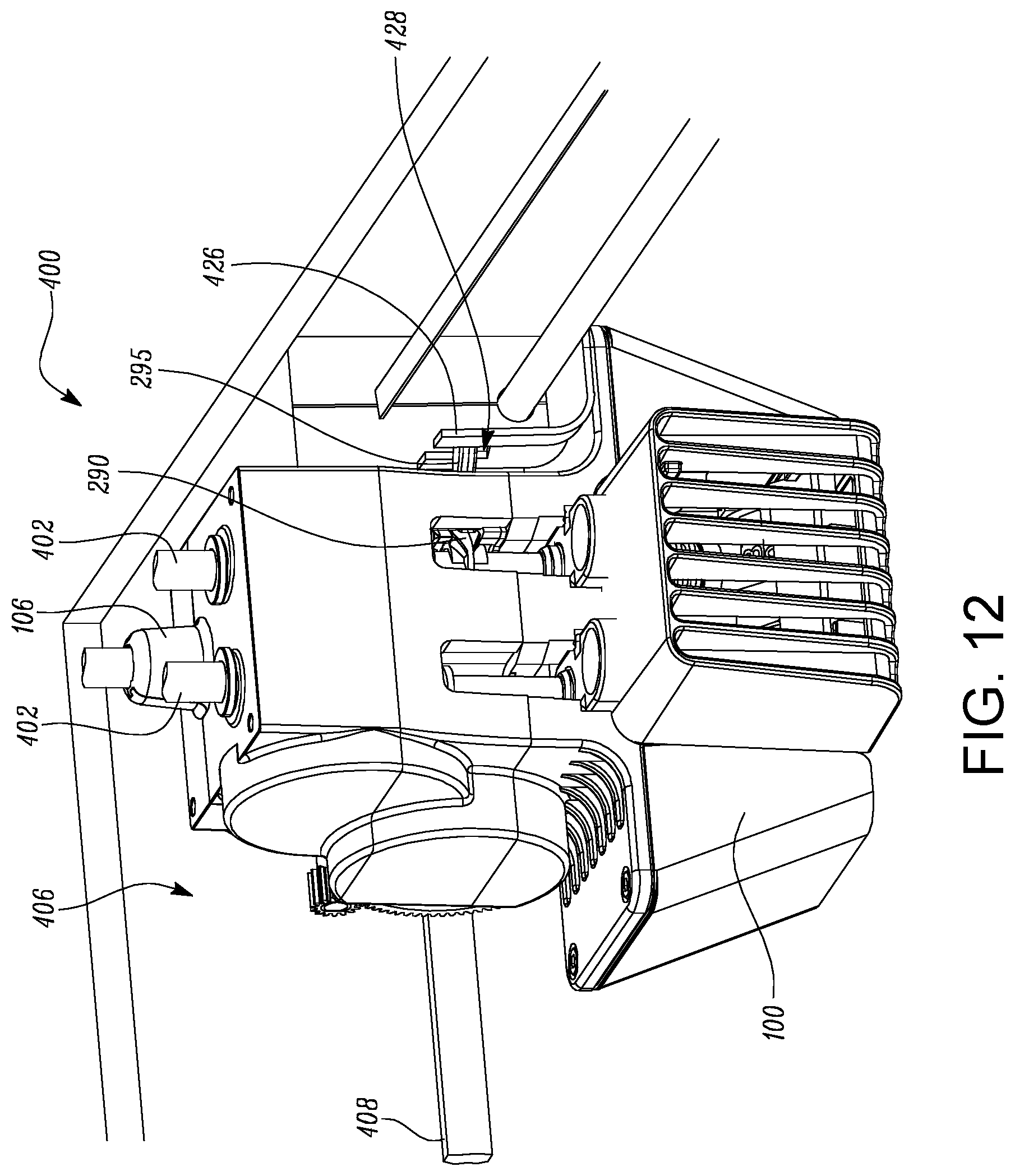 Patent US12552102 Figure 12 – Dual filament feeder assembly for an additive manufacturing system