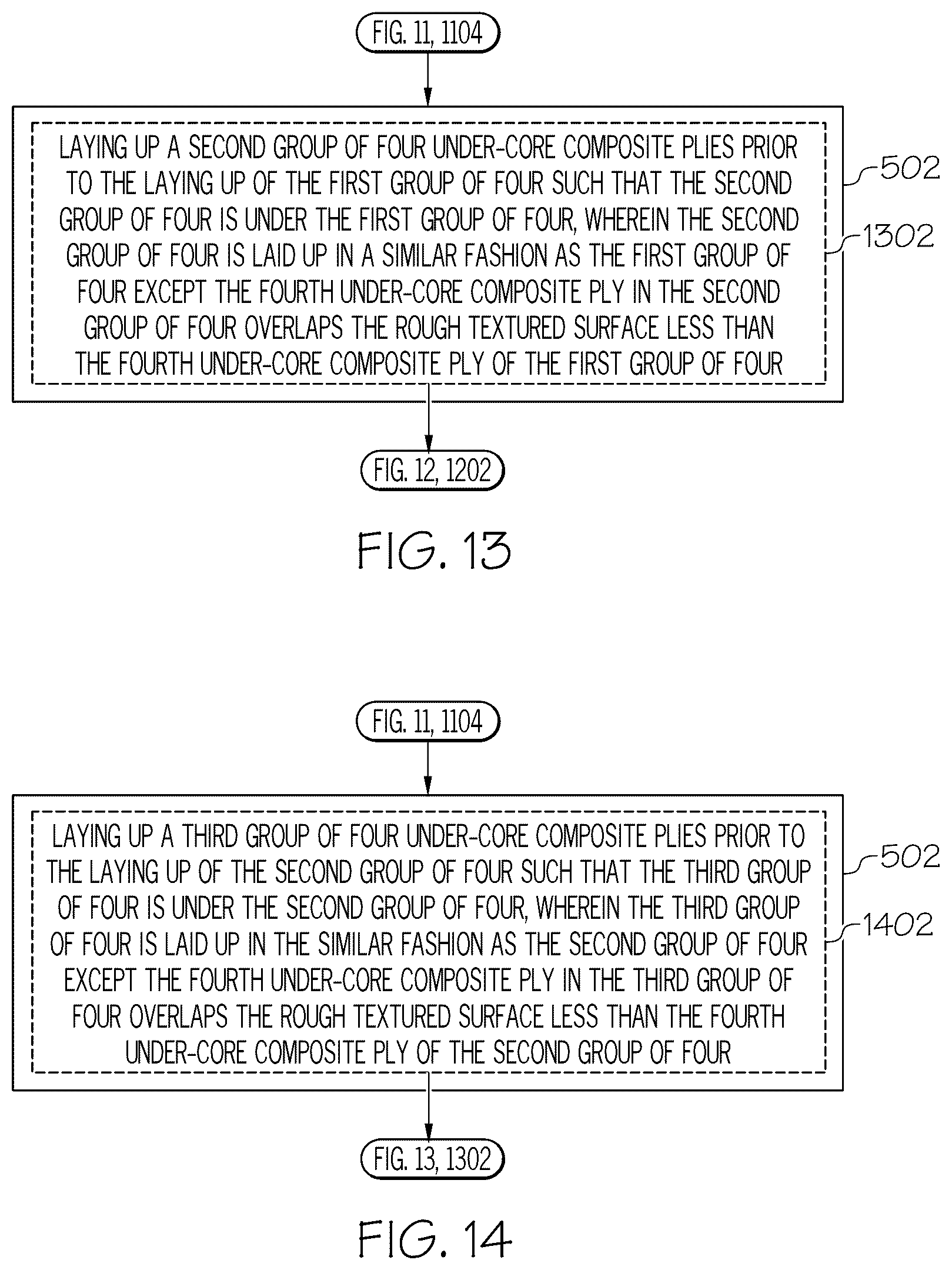 Patent US12552110 Figure 14 – Methods for fabrication of layups for composite honeycomb core sandwich structures and said composite honeycomb core sandwich structures