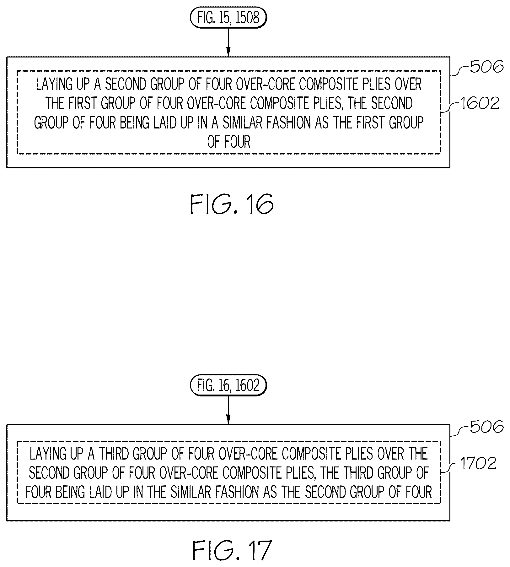 Patent US12552110 Figure 16 – Methods for fabrication of layups for composite honeycomb core sandwich structures and said composite honeycomb core sandwich structures