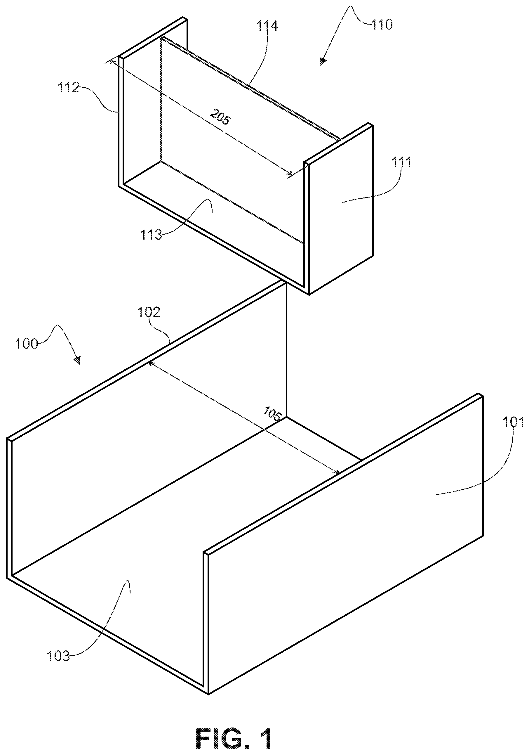 Patent US12552121 Figure 1 – Method for integrating a fitting between the wings of a profile