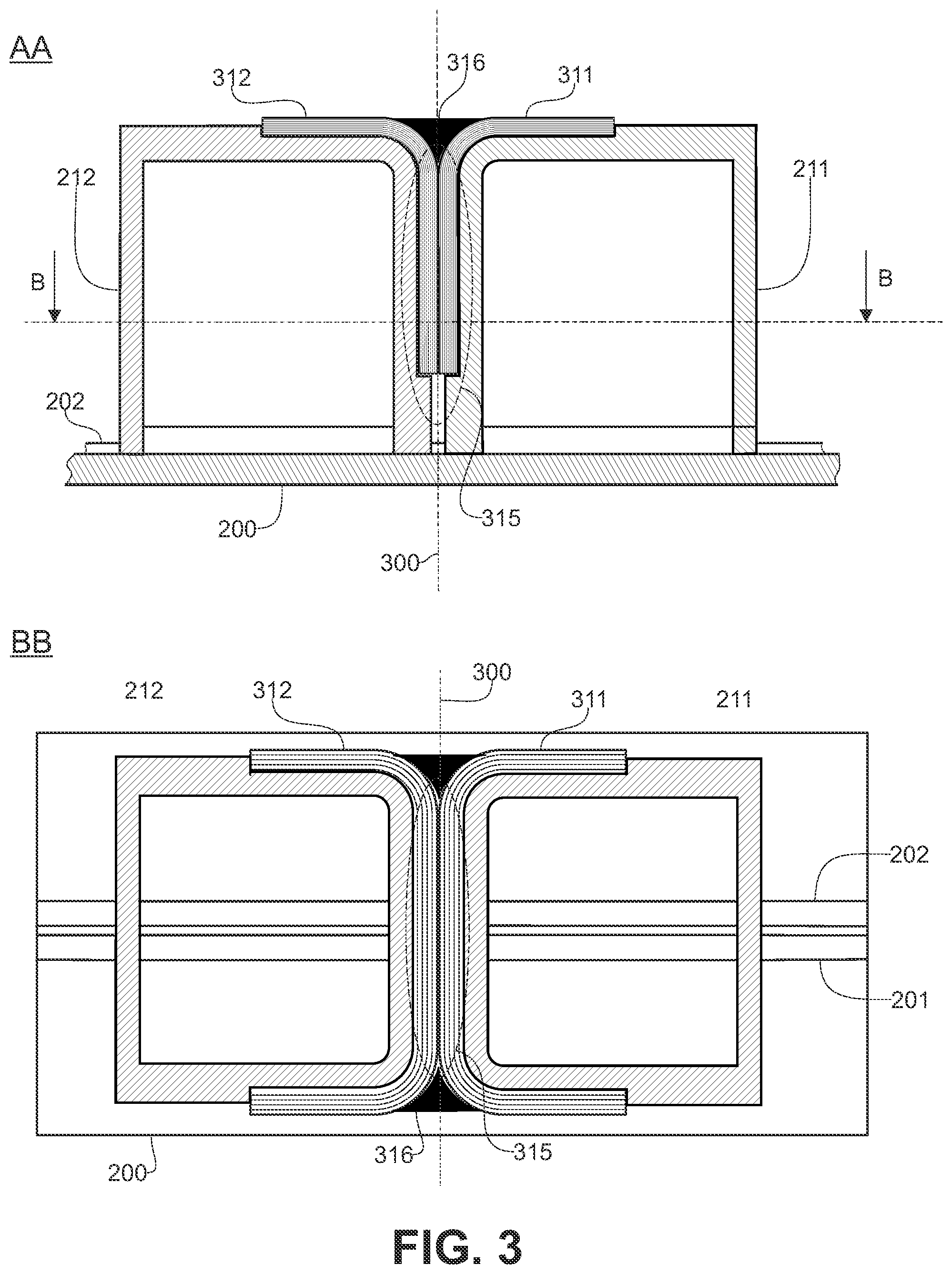 Patent US12552121 Figure 3 – Method for integrating a fitting between the wings of a profile