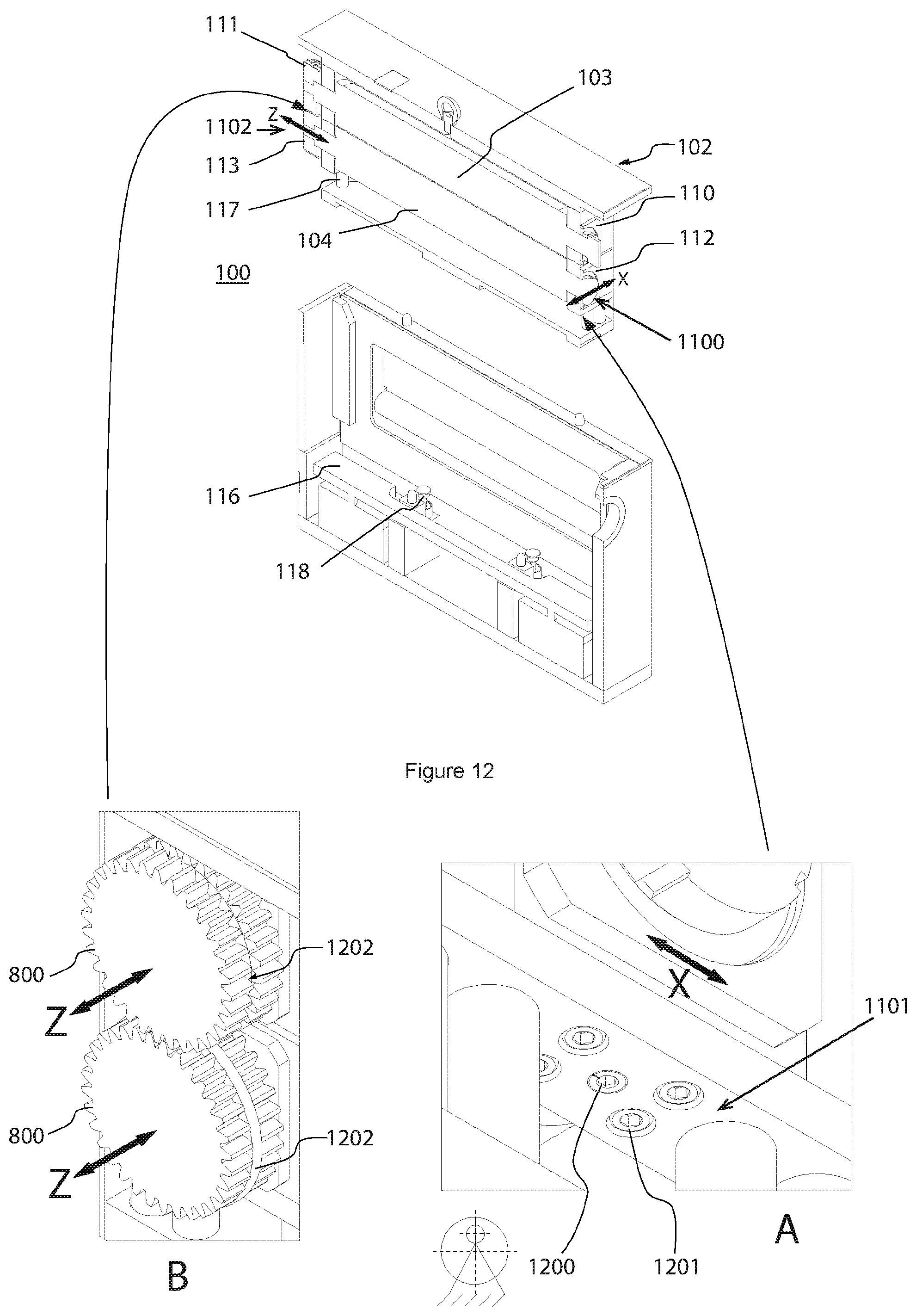 Patent US12552127 Figure 7 – Embossing system with embossing cassette