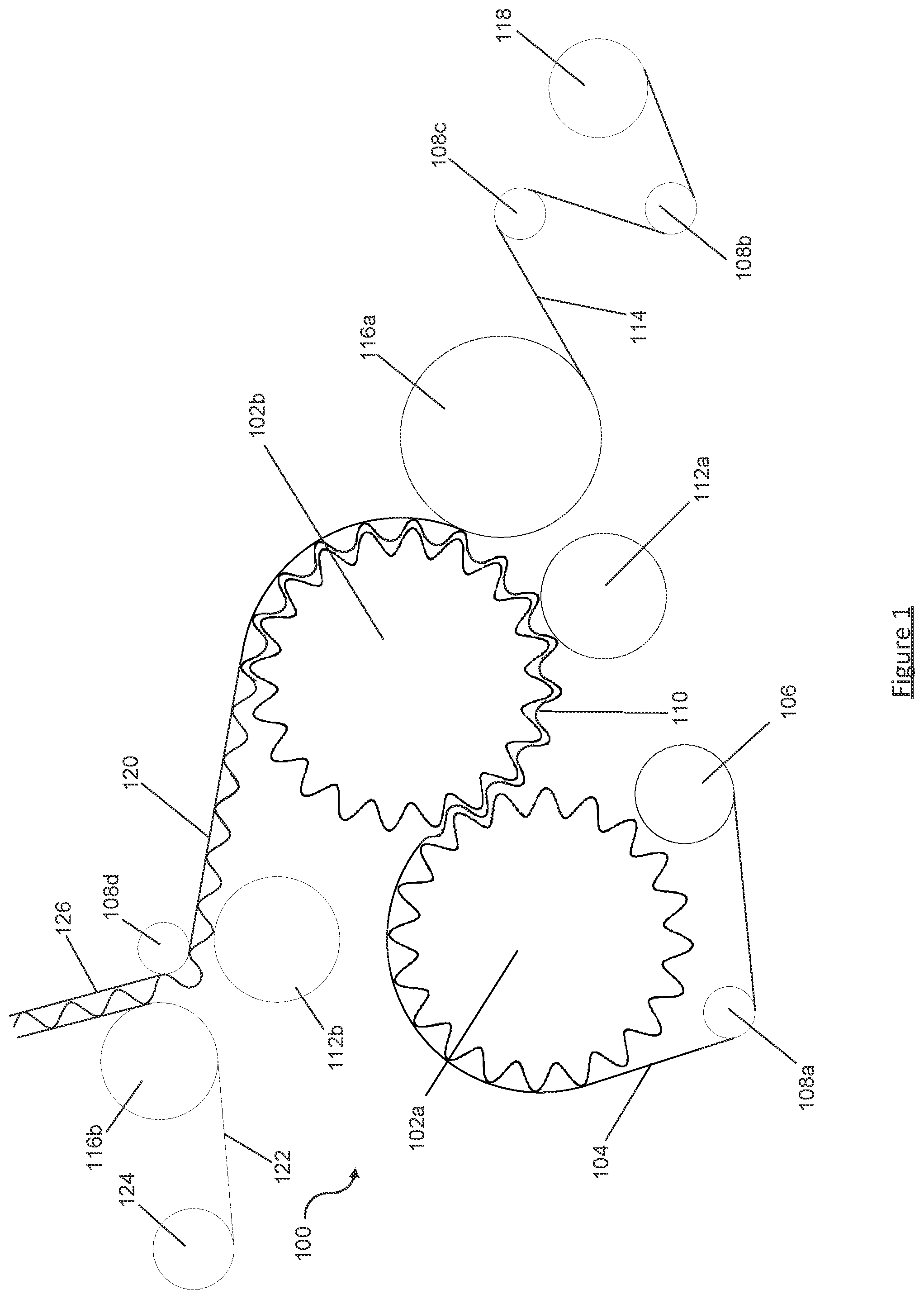Patent US12552128 Figure 1 – Method and apparatus for manufacturing corrugated paperboard
