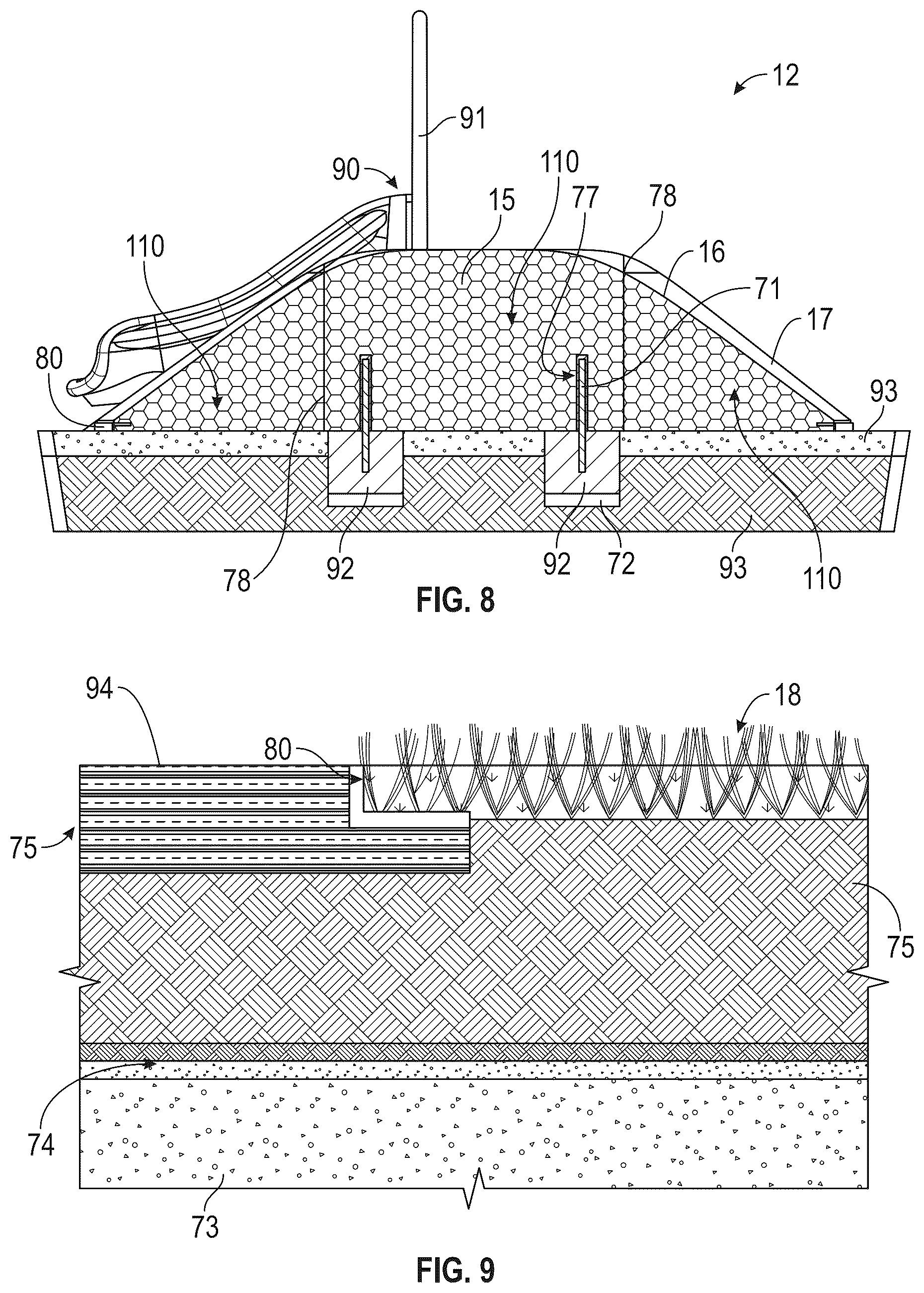 Patent US12552134 Figure 15 – Building products and associated methods for providing contoured and elevated features for artificial surfaces