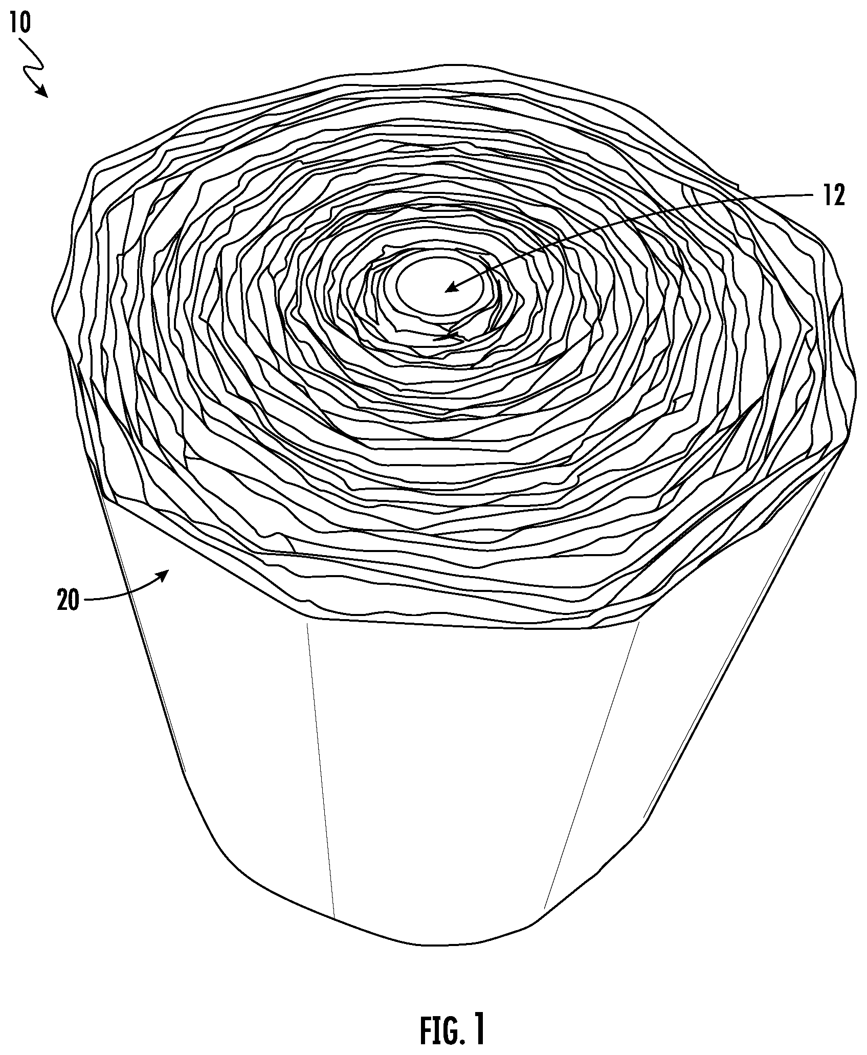 Patent US12552145 — Starch-based padded material, padded mailers and methods of making the same — Figure 1